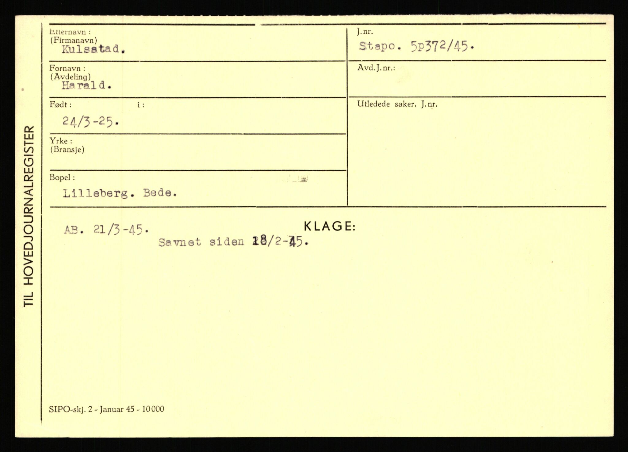 Statspolitiet - Hovedkontoret / Osloavdelingen, AV/RA-S-1329/C/Ca/L0009: Knutsen - Limstrand, 1943-1945, p. 2038