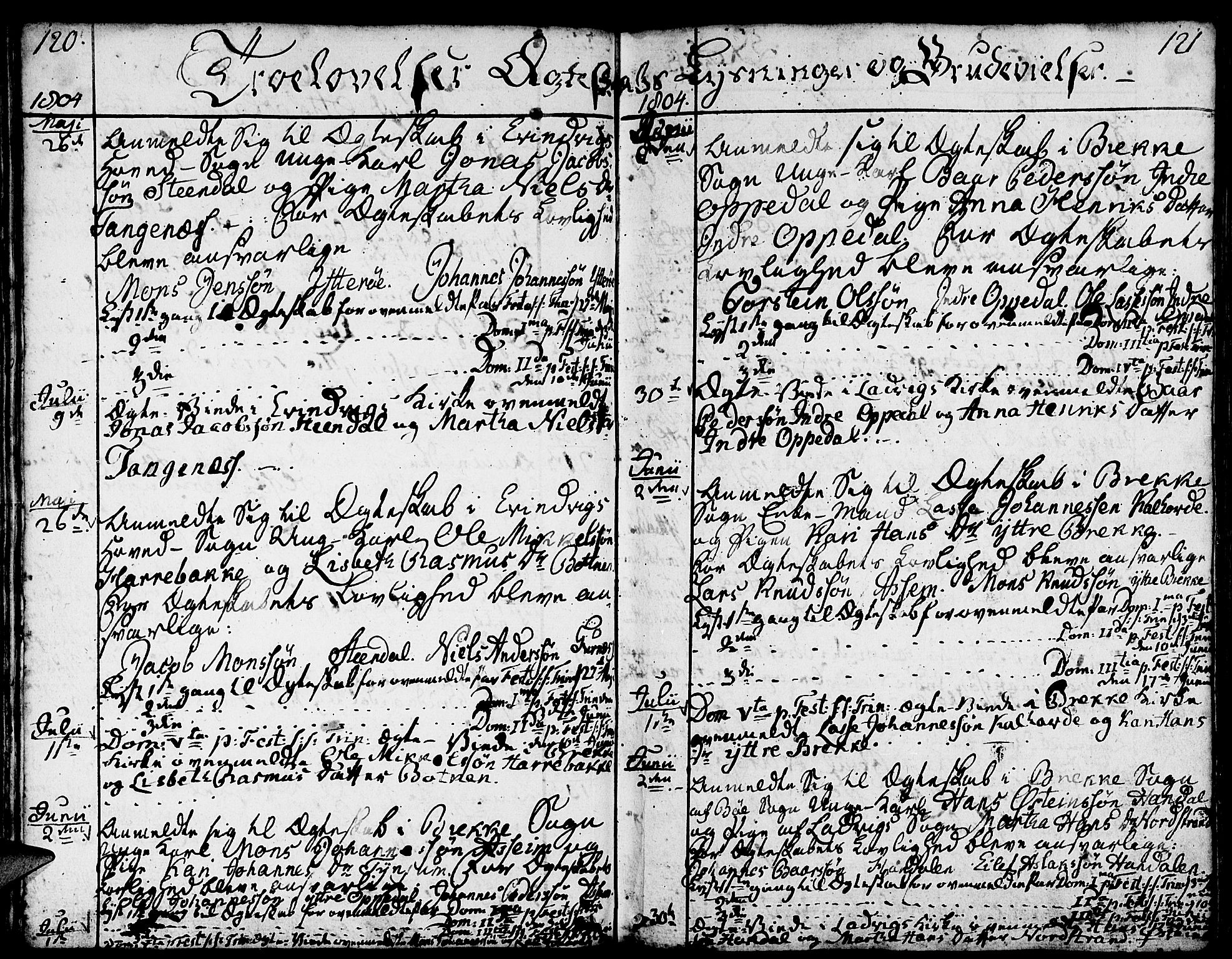Gulen sokneprestembete, AV/SAB-A-80201/H/Haa/Haaa/L0016: Parish register (official) no. A 16, 1798-1808, p. 120-121