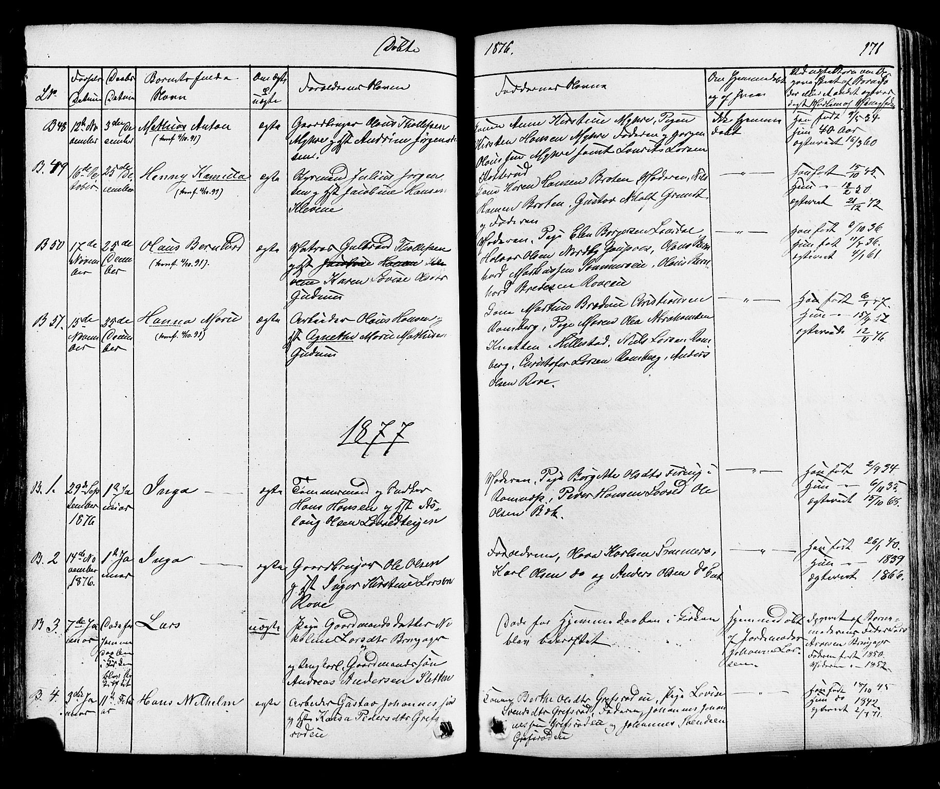 Botne kirkebøker, AV/SAKO-A-340/F/Fa/L0006: Parish register (official) no. I 6, 1836-1877, p. 171