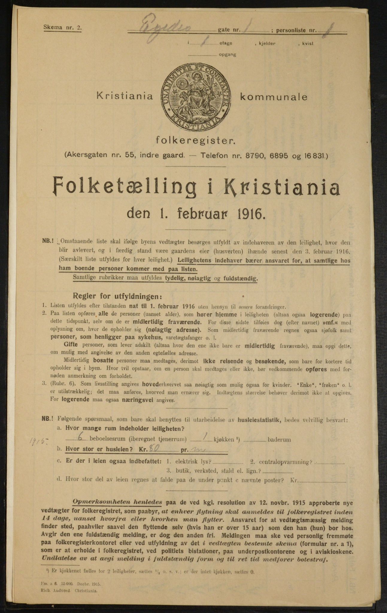 OBA, Municipal Census 1916 for Kristiania, 1916, p. 18955