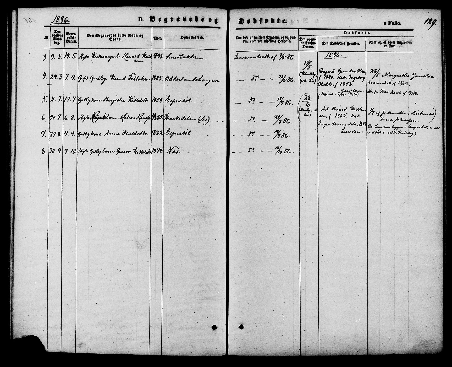 Herefoss sokneprestkontor, AV/SAK-1111-0019/F/Fa/Faa/L0002: Parish register (official) no. A 2, 1861-1886, p. 129