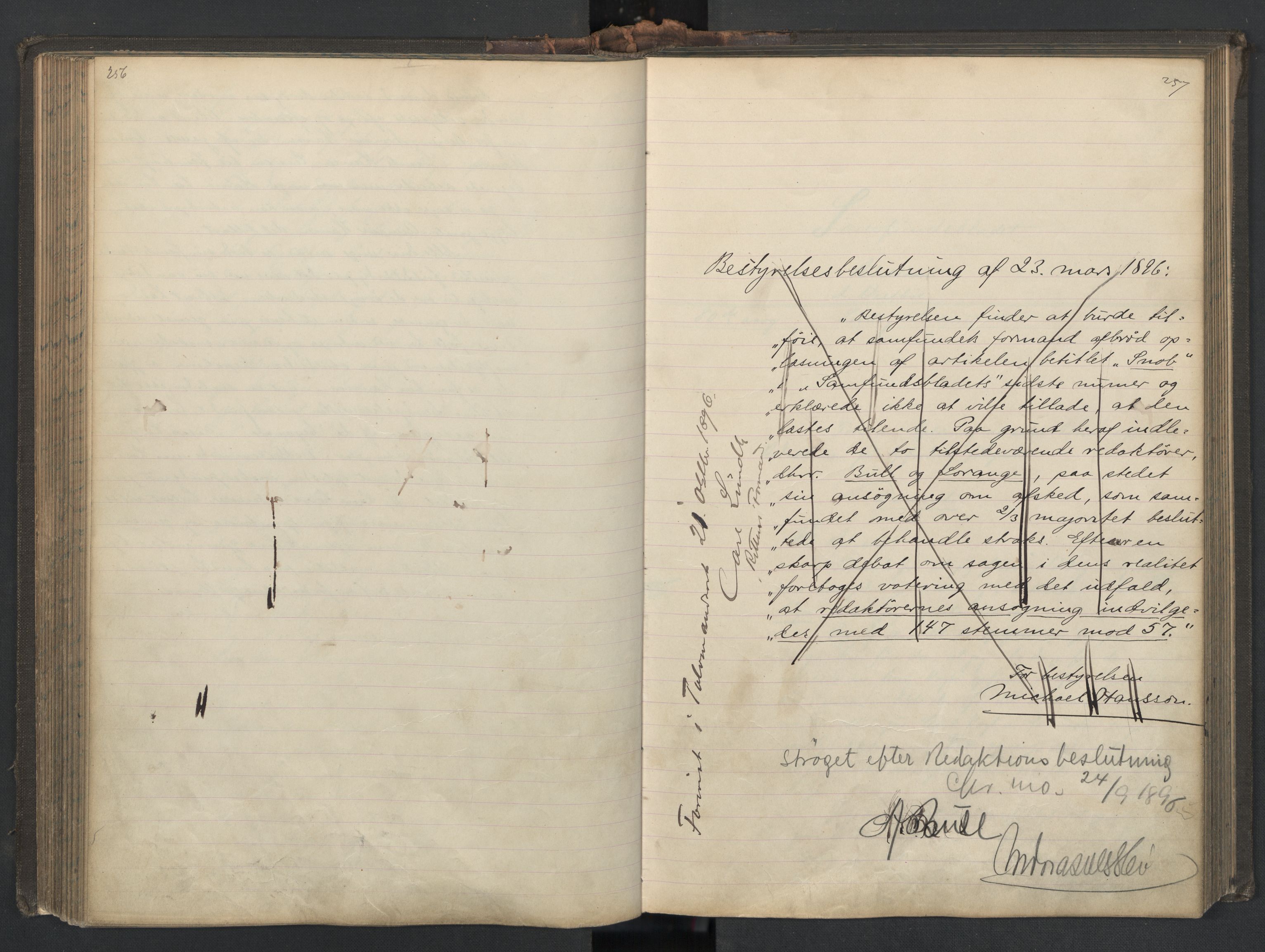 Det Norske Studentersamfund, AV/RA-PA-1322/X/Xa/L0014/0001: -- / Samfundsbladet/Studentersamfundets Avis, 1895-1897, p. 256-257