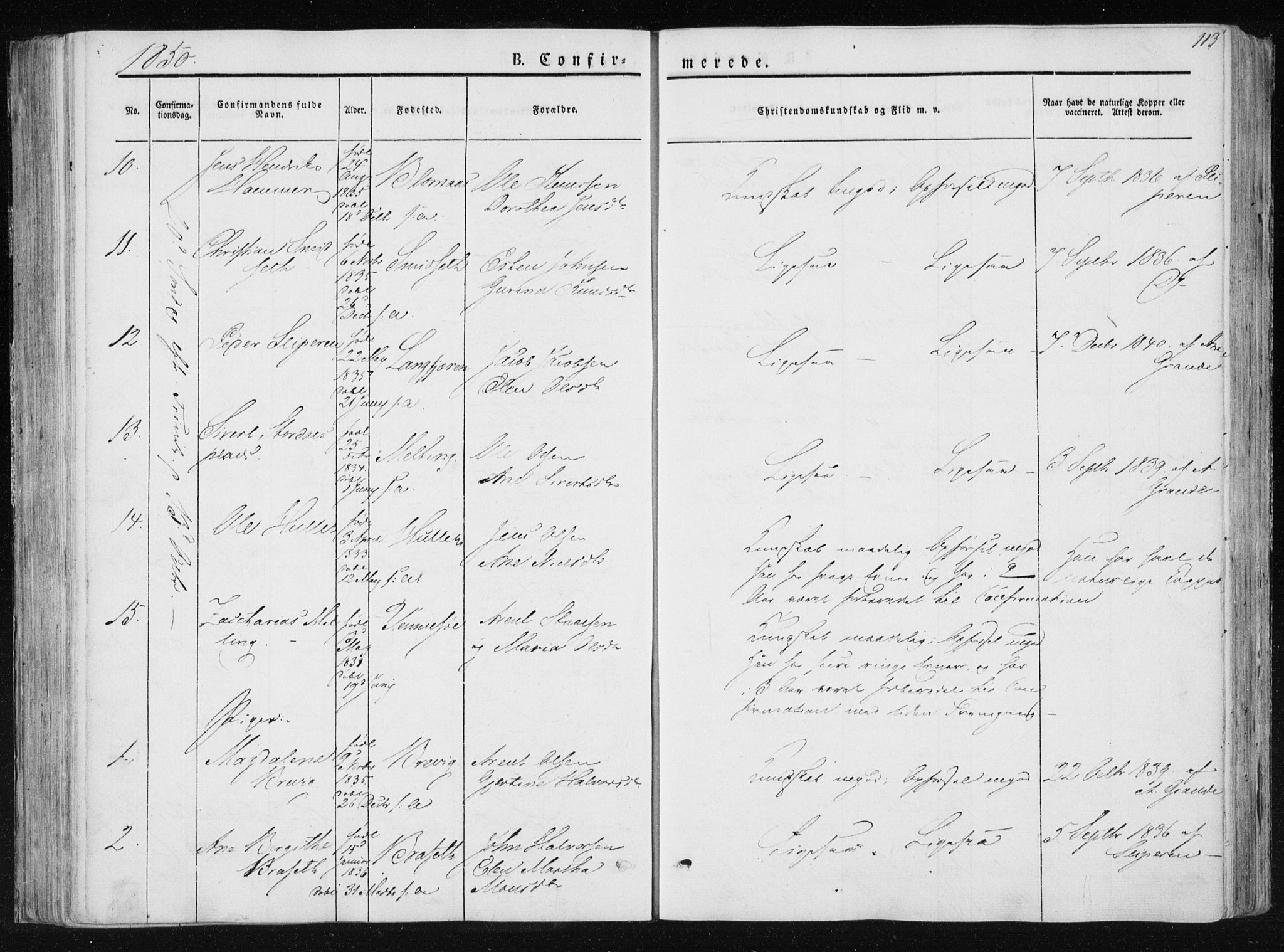 Ministerialprotokoller, klokkerbøker og fødselsregistre - Nord-Trøndelag, SAT/A-1458/733/L0323: Parish register (official) no. 733A02, 1843-1870, p. 113