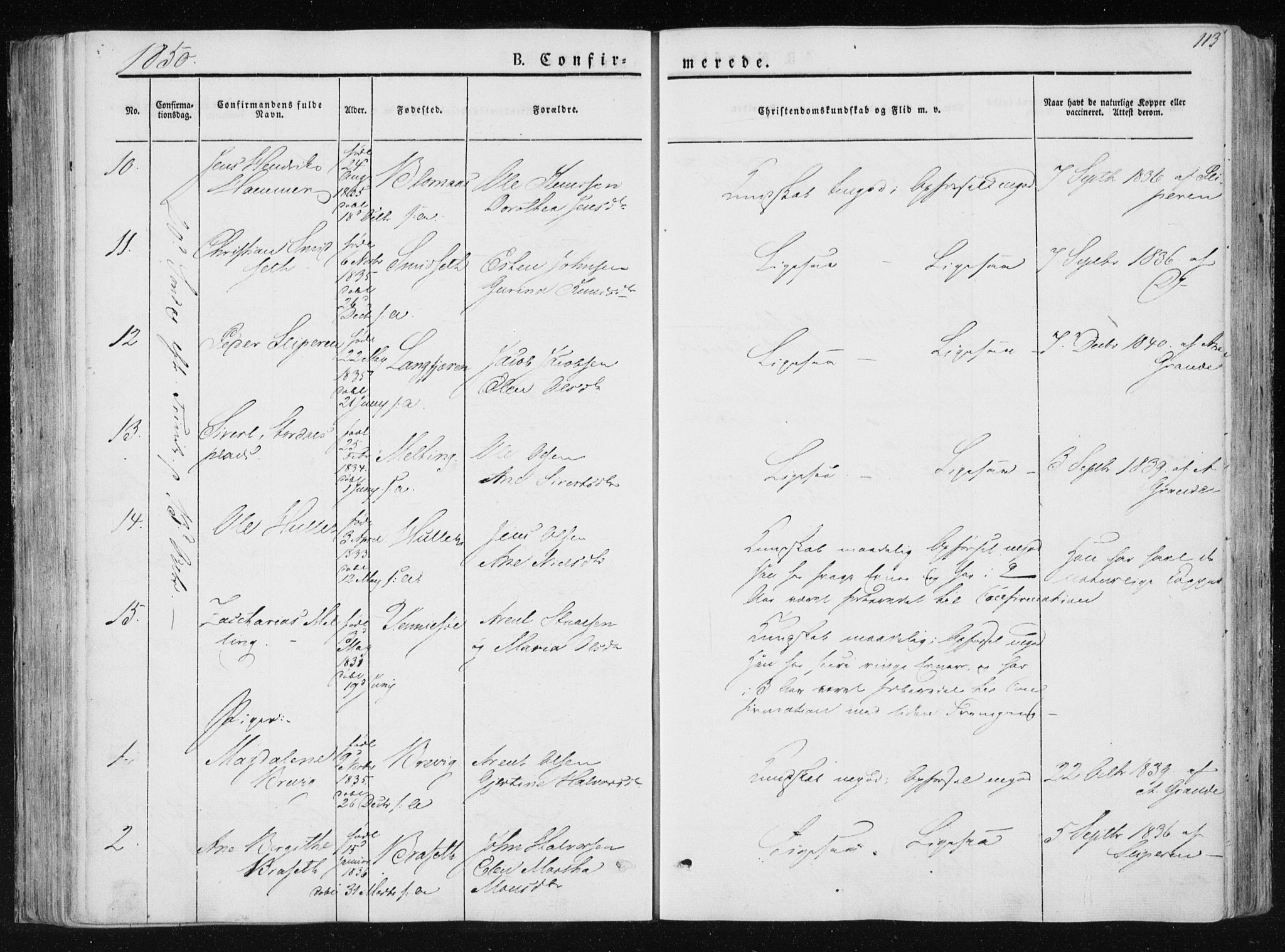 Ministerialprotokoller, klokkerbøker og fødselsregistre - Nord-Trøndelag, AV/SAT-A-1458/733/L0323: Parish register (official) no. 733A02, 1843-1870, p. 113