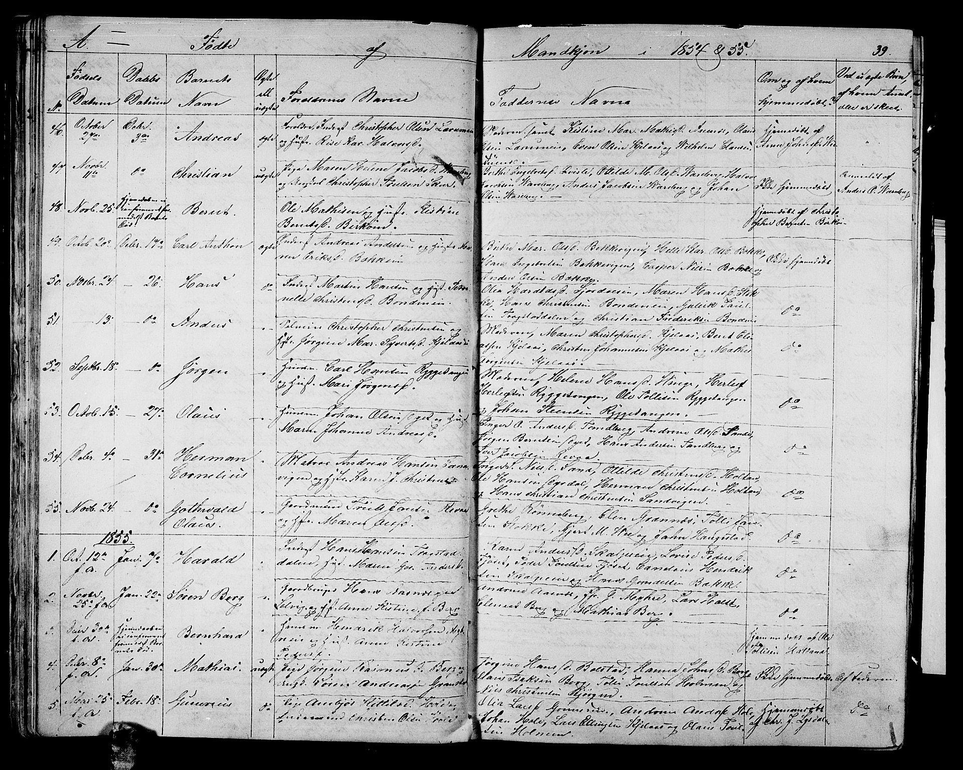 Sande Kirkebøker, AV/SAKO-A-53/G/Ga/L0002: Parish register (copy) no. 2, 1847-1863, p. 39