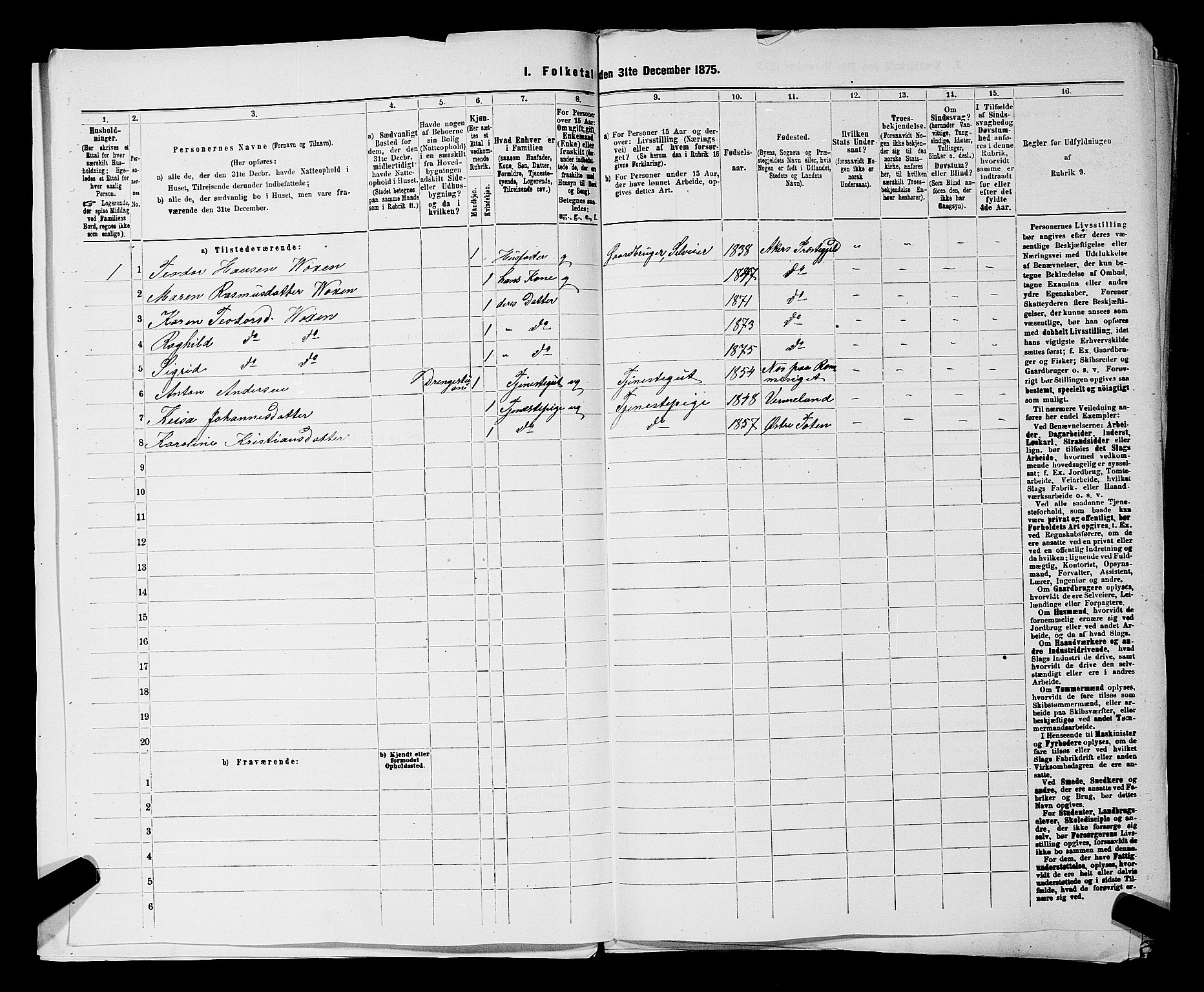 RA, 1875 census for 0218bP Østre Aker, 1875, p. 3114
