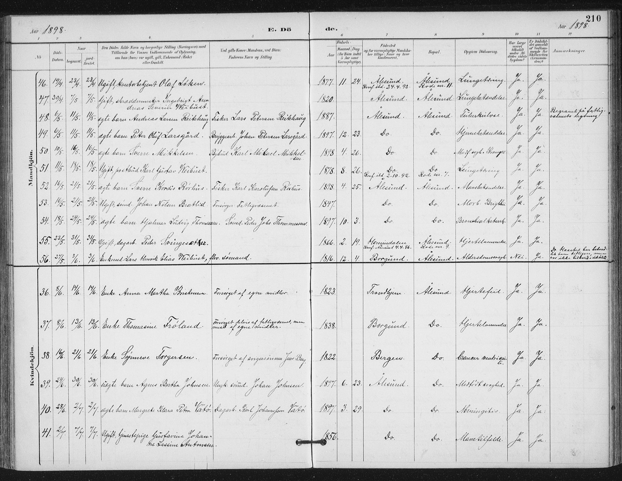 Ministerialprotokoller, klokkerbøker og fødselsregistre - Møre og Romsdal, AV/SAT-A-1454/529/L0457: Parish register (official) no. 529A07, 1894-1903, p. 210