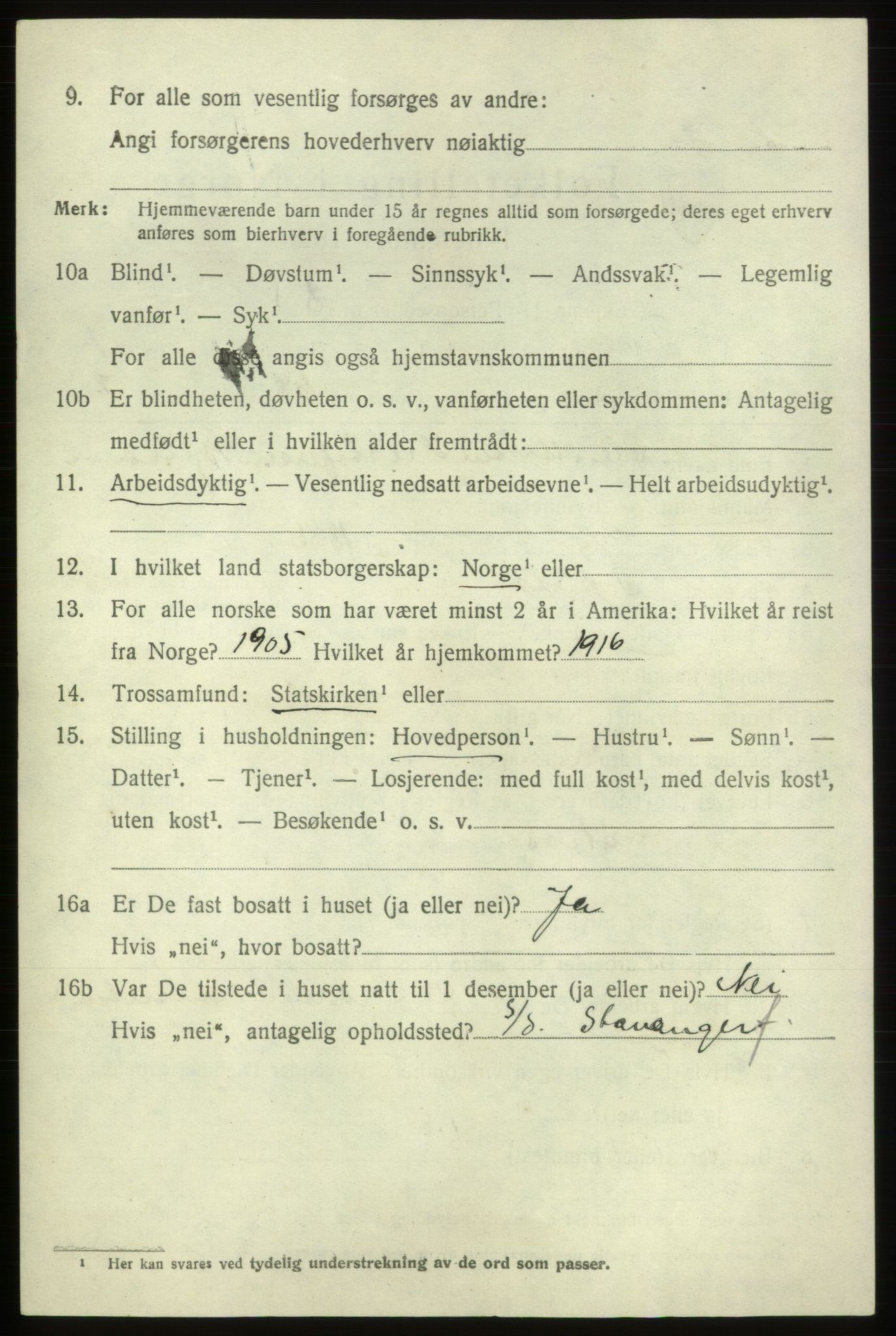 SAB, 1920 census for Tysnes, 1920, p. 5263