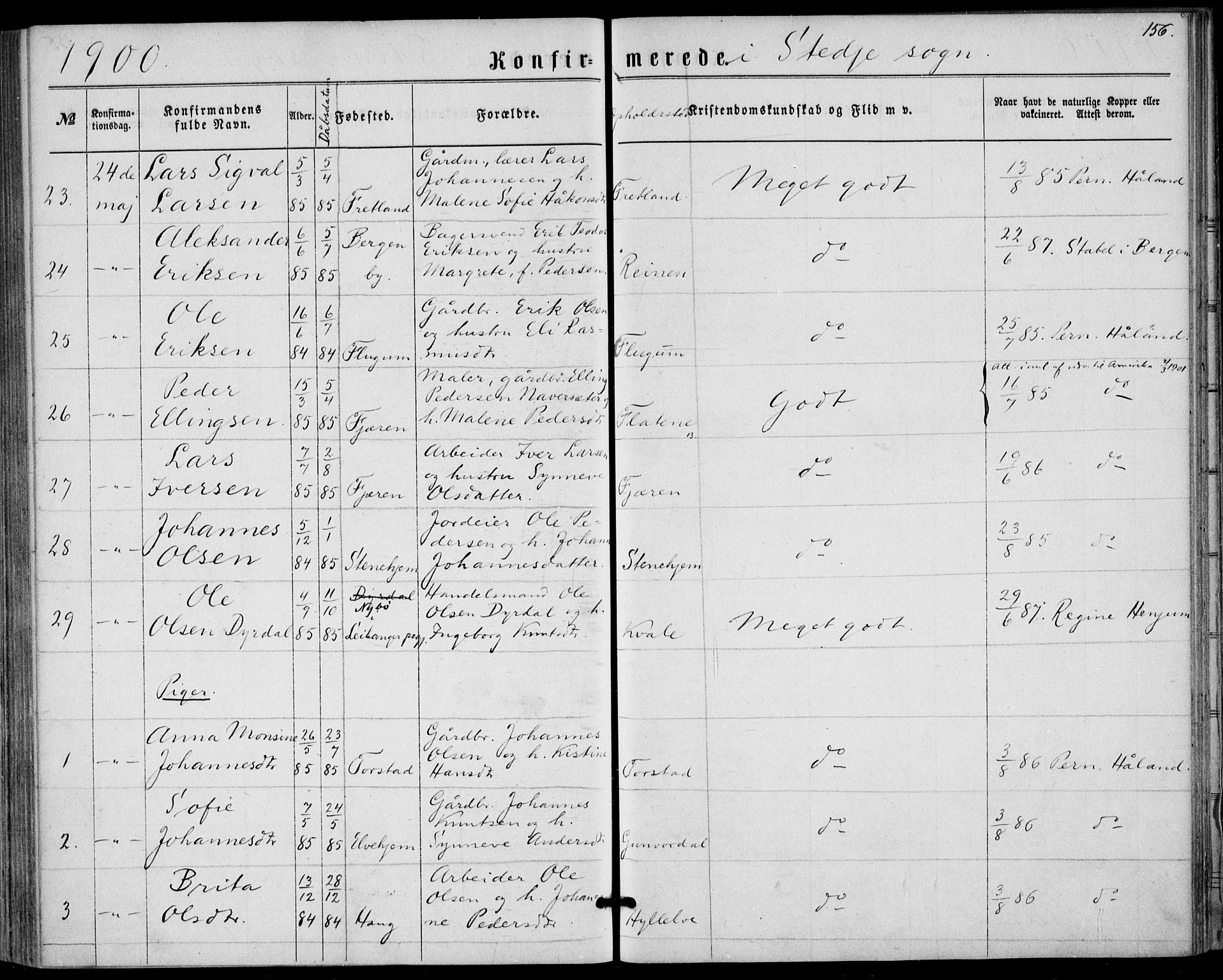 Sogndal sokneprestembete, AV/SAB-A-81301/H/Haa/Haaa/L0015: Parish register (official) no. A 15, 1871-1904, p. 156