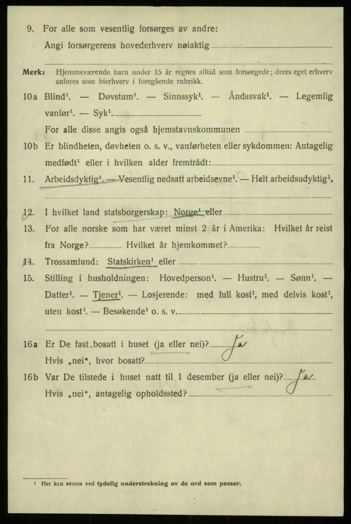 SAB, 1920 census for Bergen, 1920, p. 121511