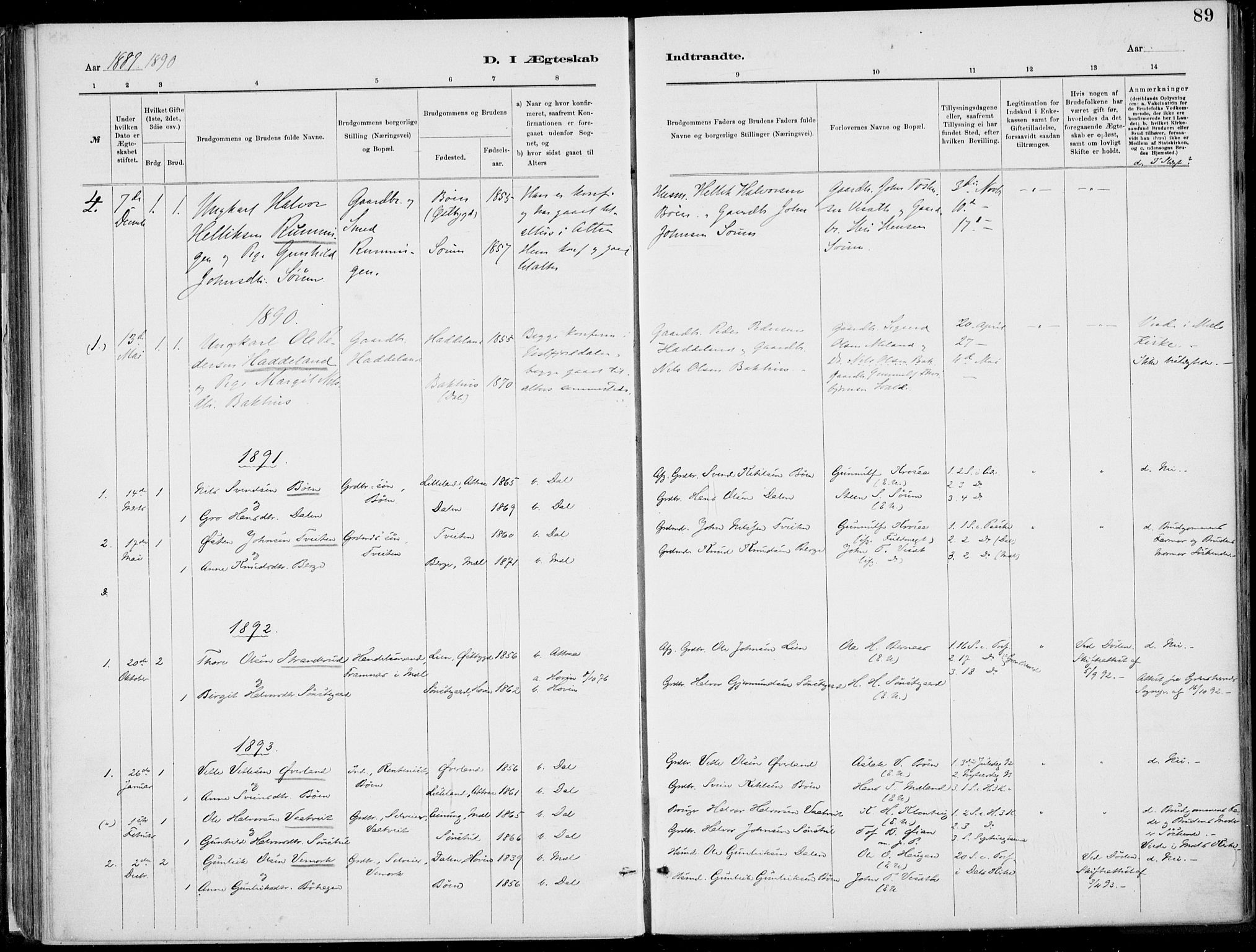 Rjukan kirkebøker, SAKO/A-294/F/Fa/L0001: Parish register (official) no. 1, 1878-1912, p. 89