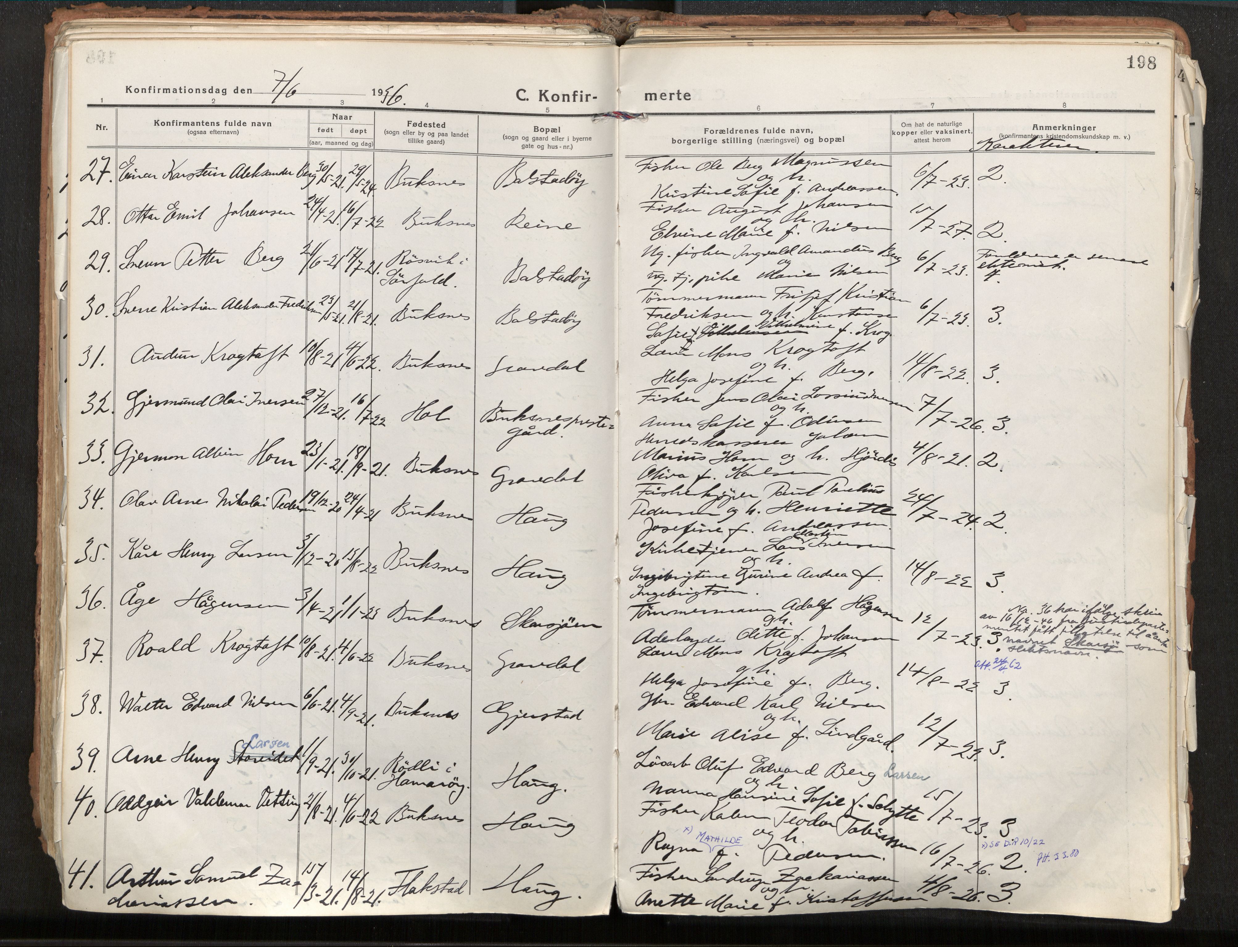 Ministerialprotokoller, klokkerbøker og fødselsregistre - Nordland, AV/SAT-A-1459/881/L1160: Parish register (official) no. 881A13, 1919-1937, p. 198