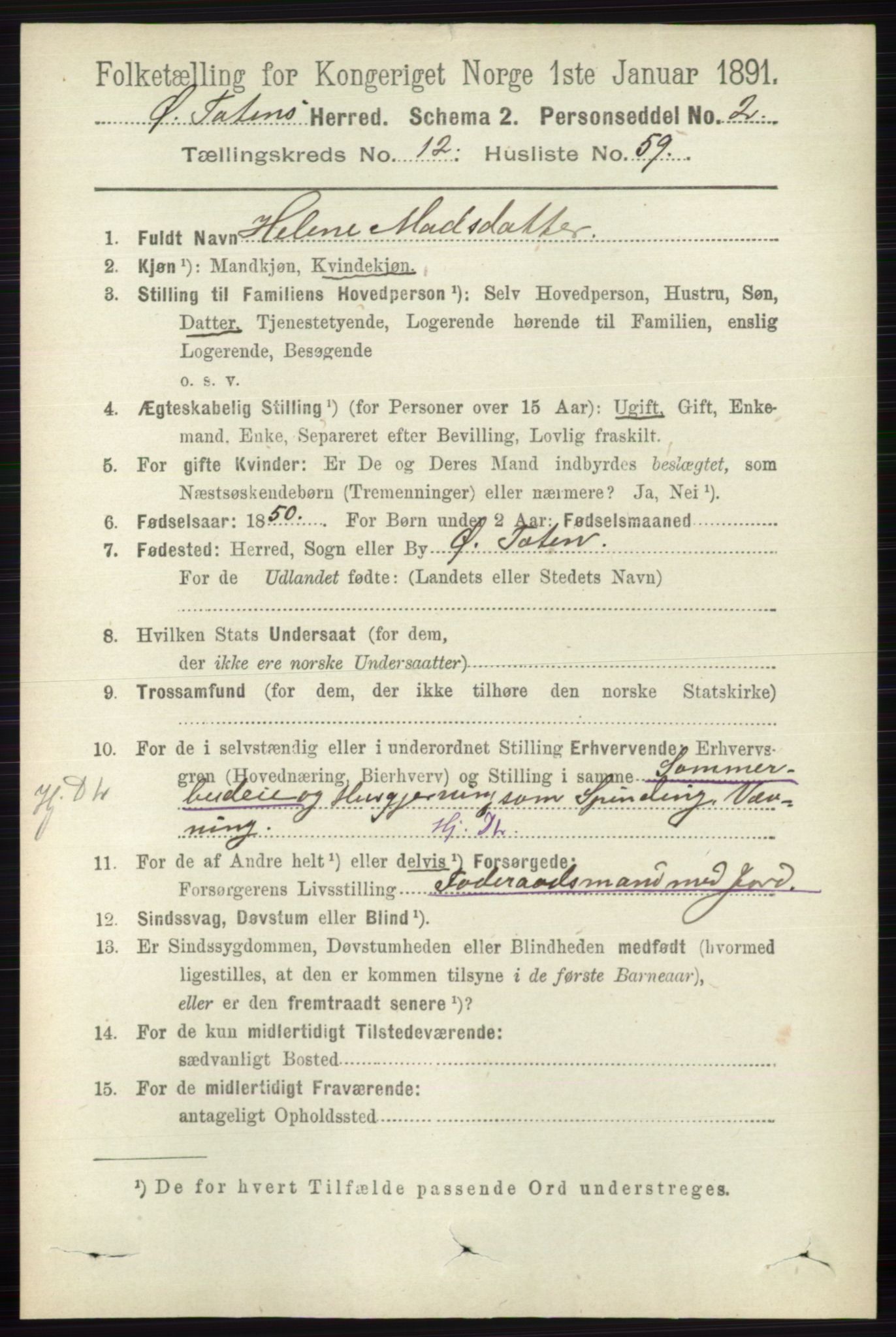 RA, 1891 census for 0528 Østre Toten, 1891, p. 8087