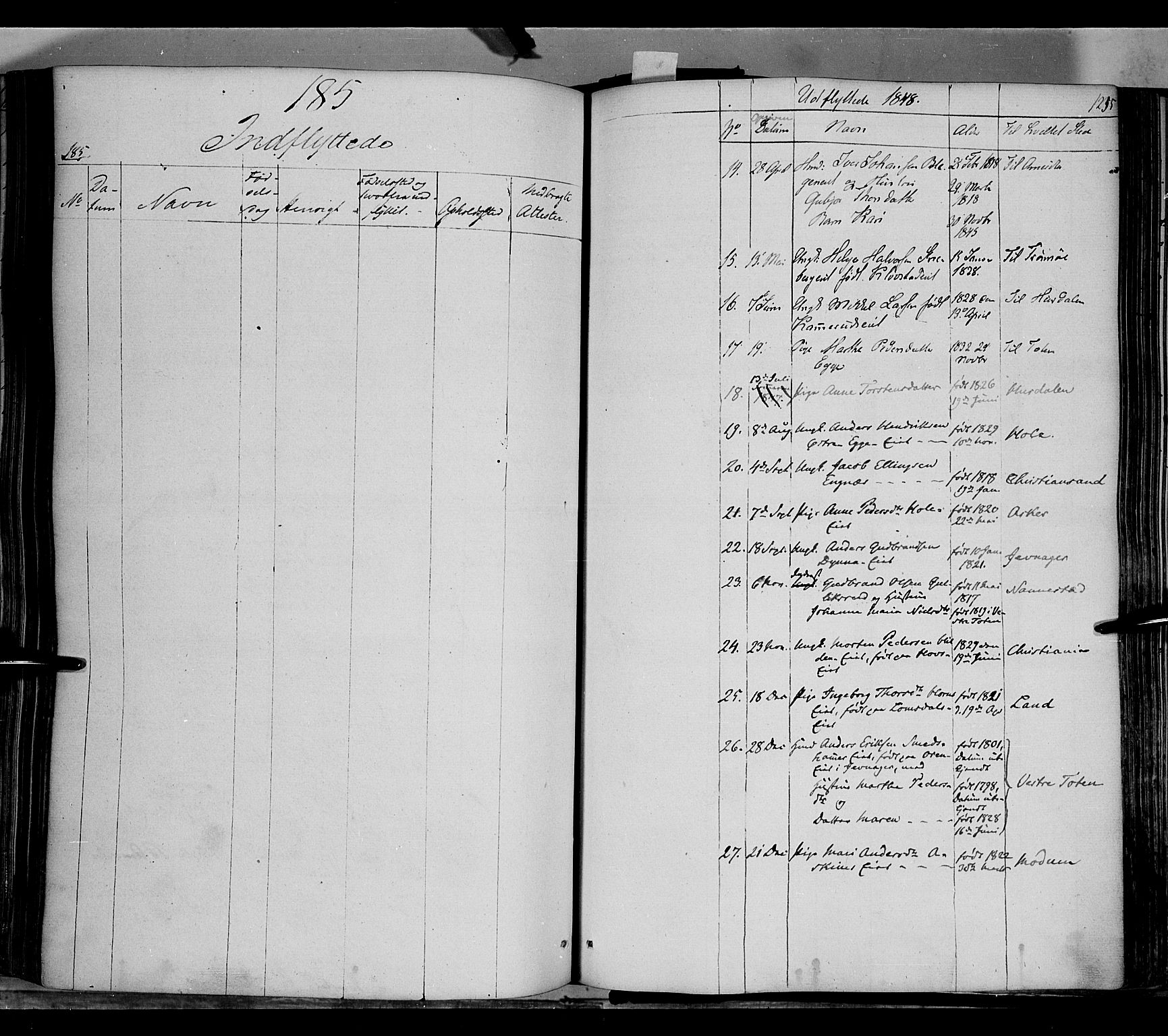 Gran prestekontor, SAH/PREST-112/H/Ha/Haa/L0011: Parish register (official) no. 11, 1842-1856, p. 1234-1235