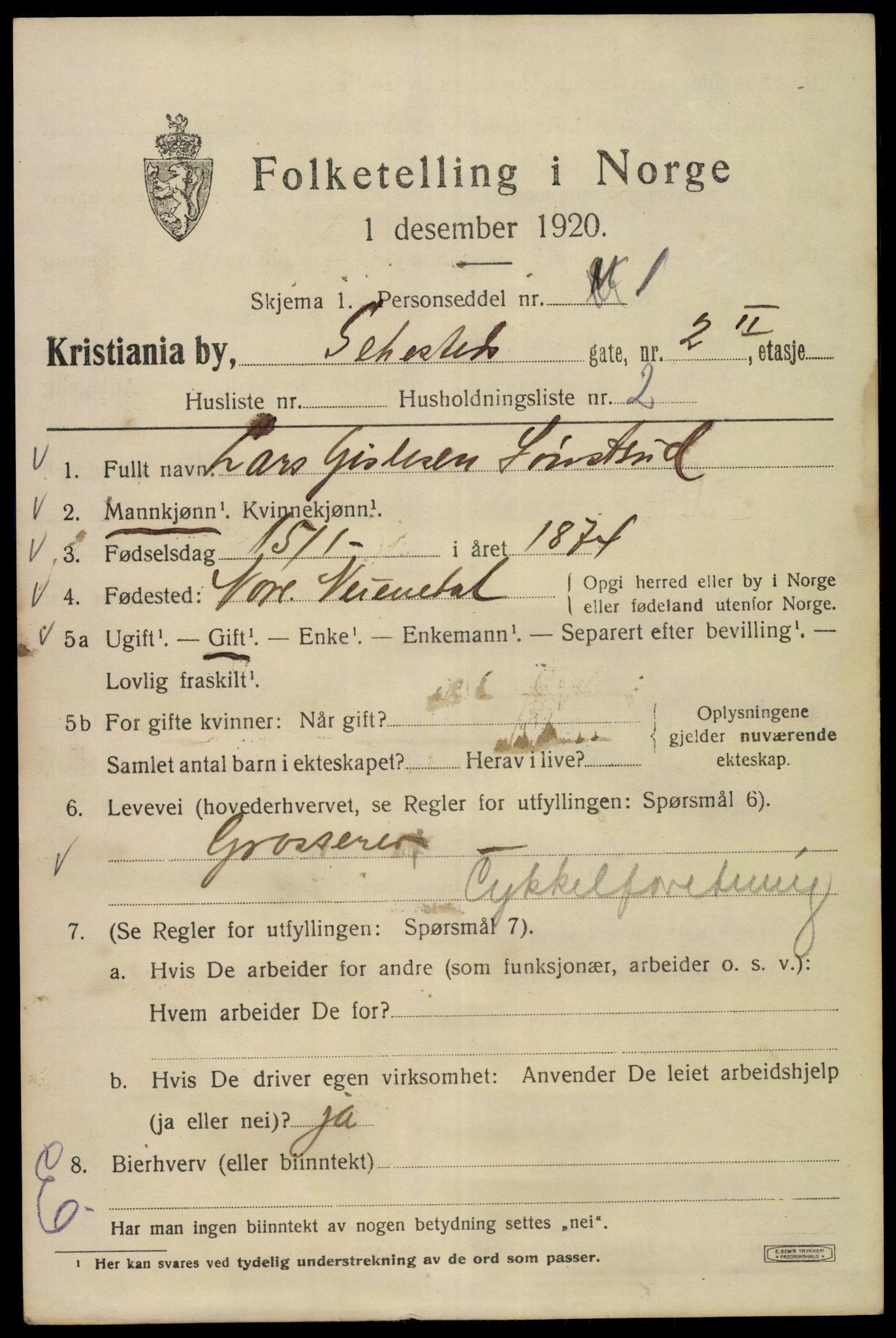 SAO, 1920 census for Kristiania, 1920, p. 505483