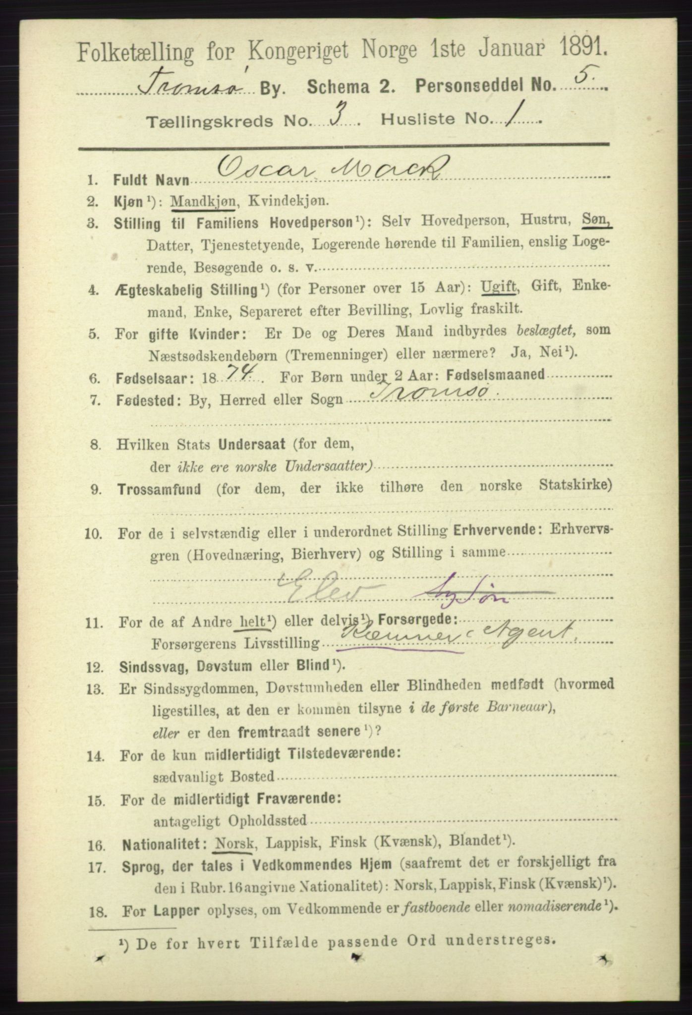 RA, 1891 census for 1902 Tromsø, 1891, p. 3178