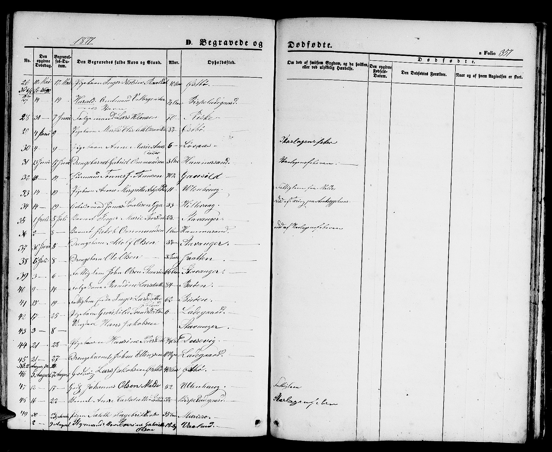 Hetland sokneprestkontor, SAST/A-101826/30/30BB/L0003: Parish register (copy) no. B 3, 1863-1877, p. 351