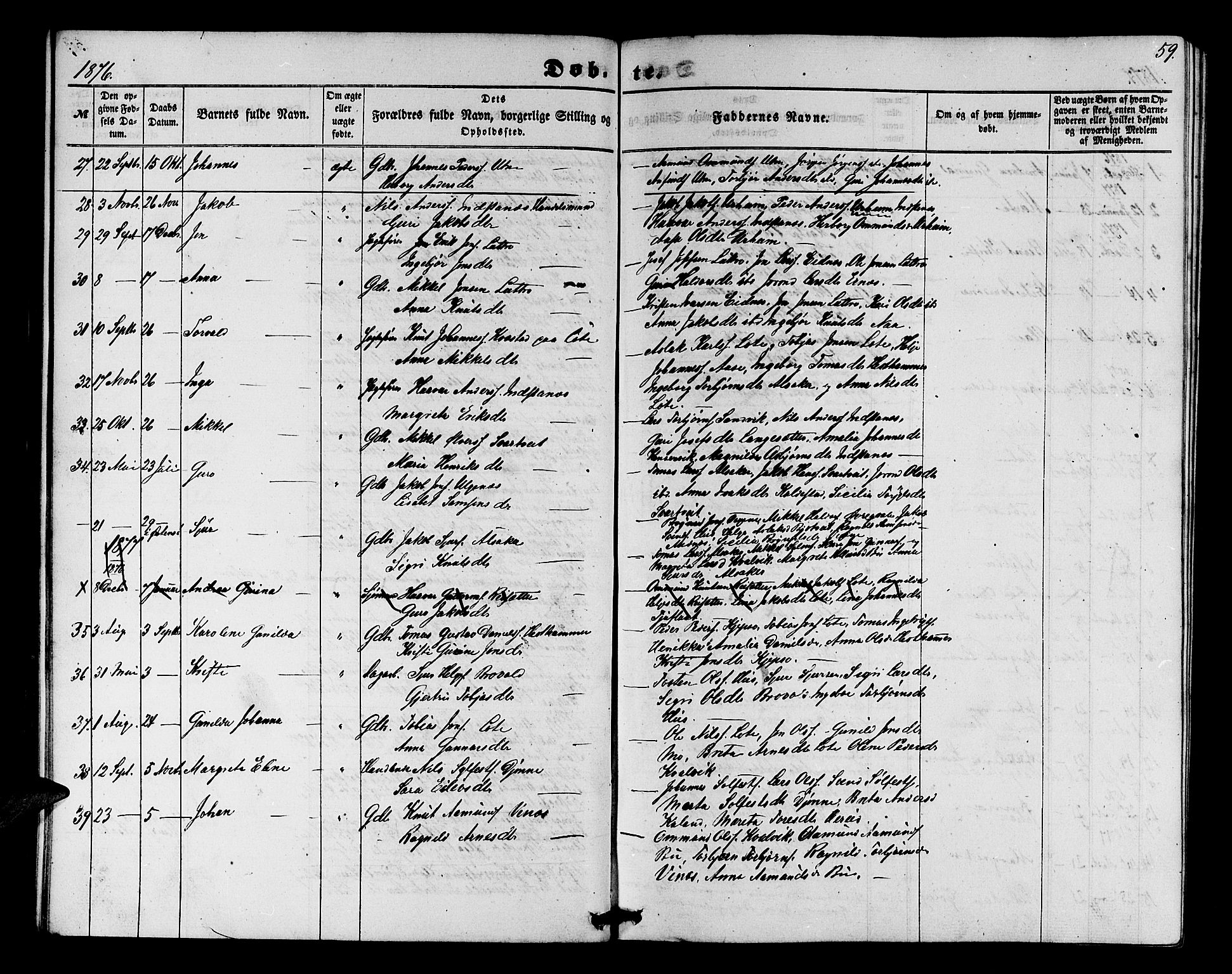 Ullensvang sokneprestembete, SAB/A-78701/H/Hab: Parish register (copy) no. E 6, 1857-1886, p. 59