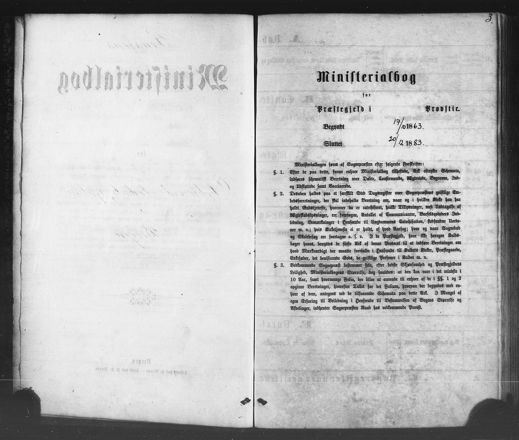 Fødselsstiftelsens sokneprestembete*, SAB/-: Parish register (official) no. A 1, 1863-1883, p. 3