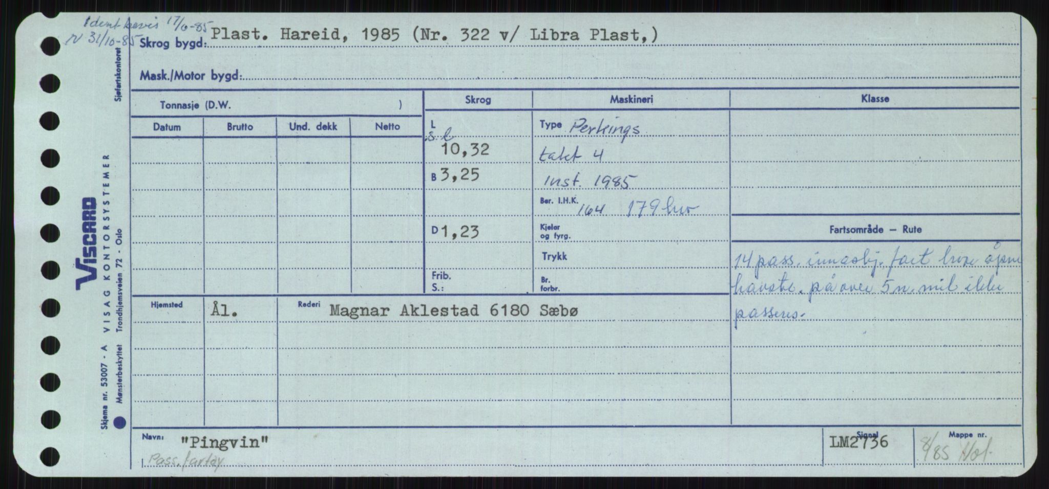 Sjøfartsdirektoratet med forløpere, Skipsmålingen, RA/S-1627/H/Ha/L0004/0002: Fartøy, Mas-R / Fartøy, Odin-R, p. 305