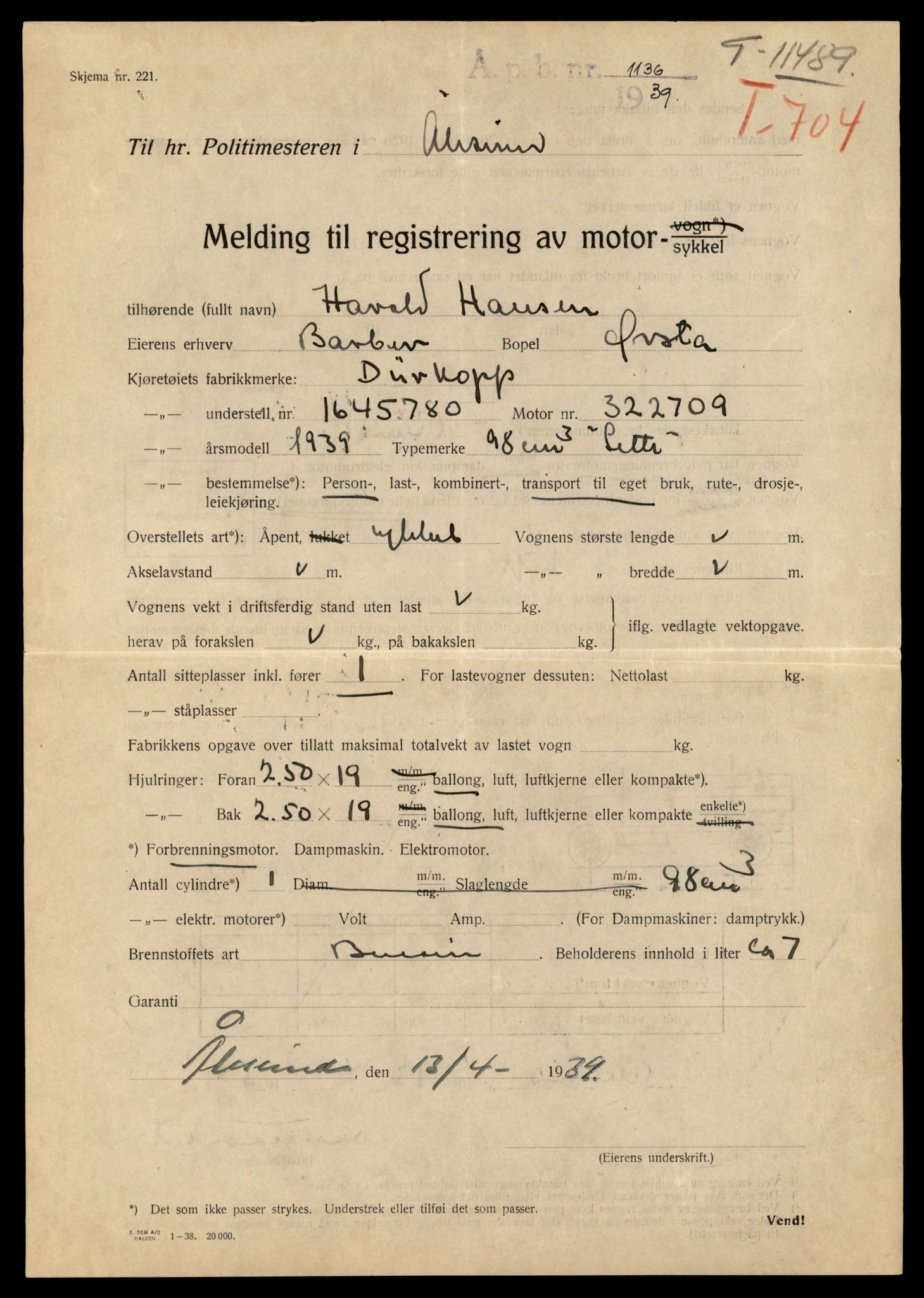 Møre og Romsdal vegkontor - Ålesund trafikkstasjon, AV/SAT-A-4099/F/Fe/L0029: Registreringskort for kjøretøy T 11430 - T 11619, 1927-1998, p. 1122