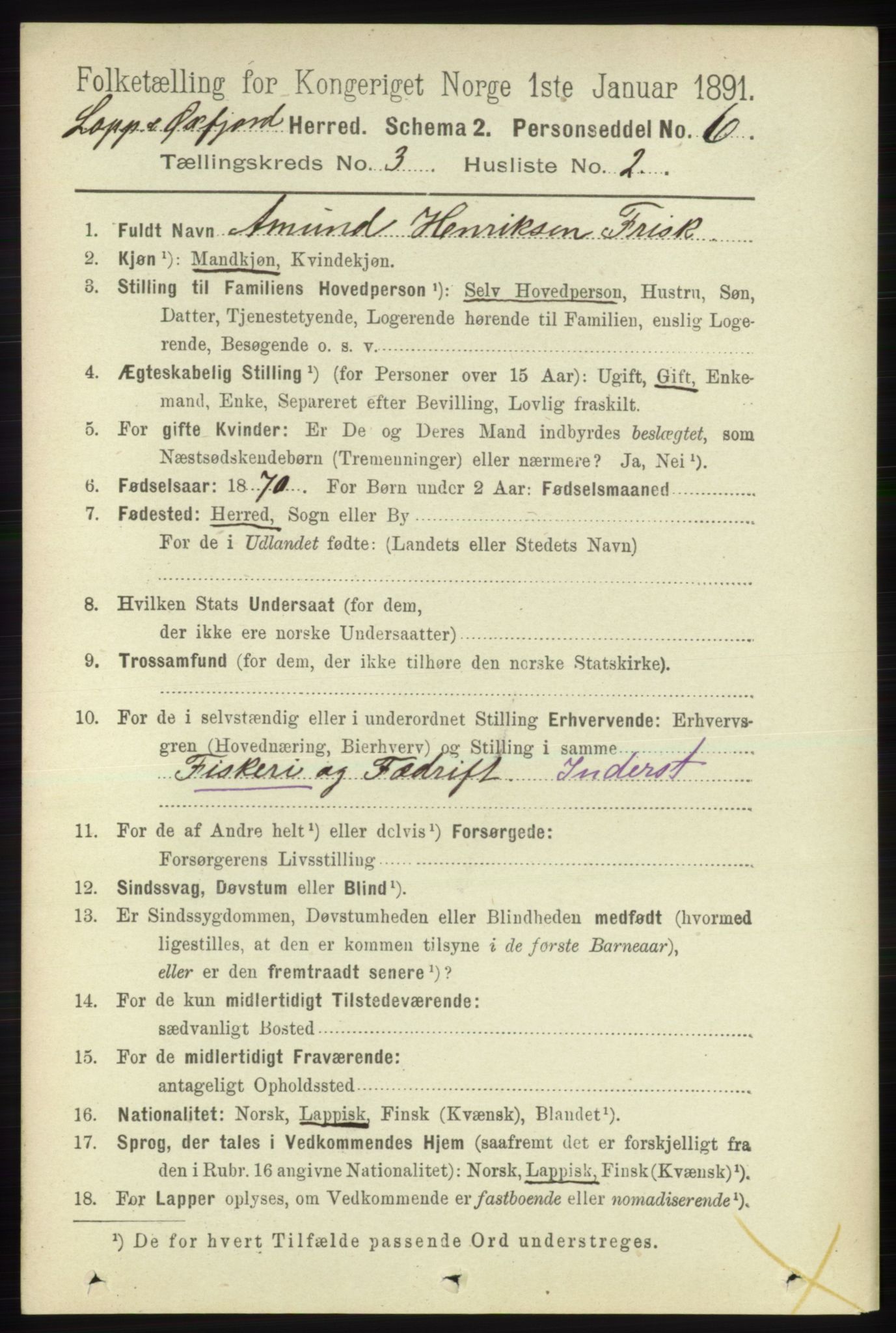 RA, 1891 census for 2014 Loppa, 1891, p. 684