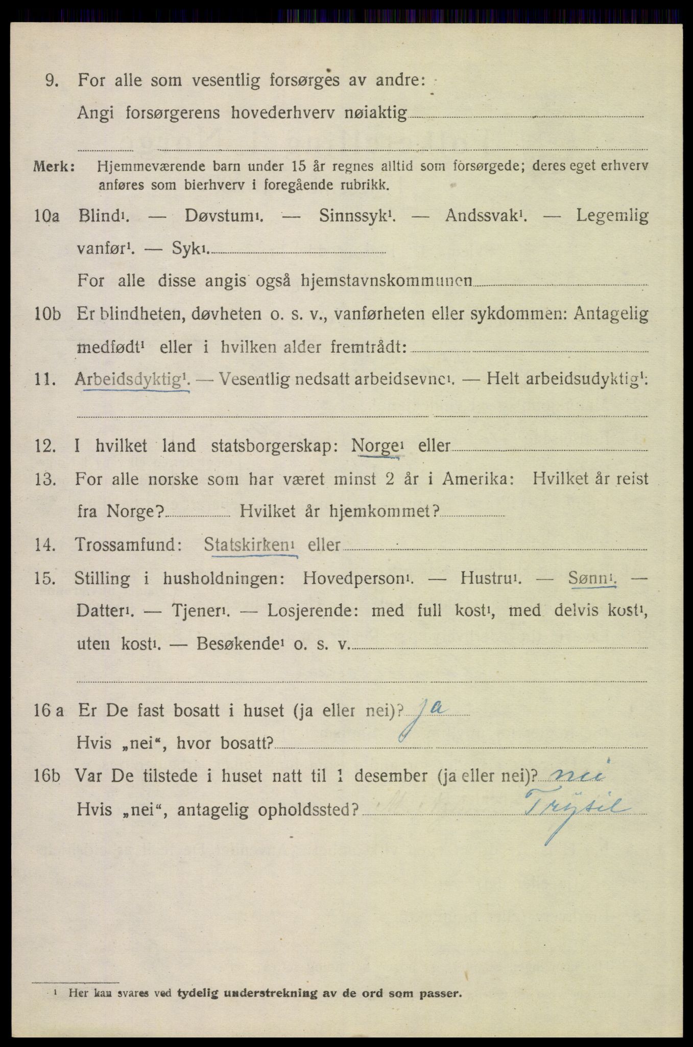 SAH, 1920 census for Trysil, 1920, p. 12740