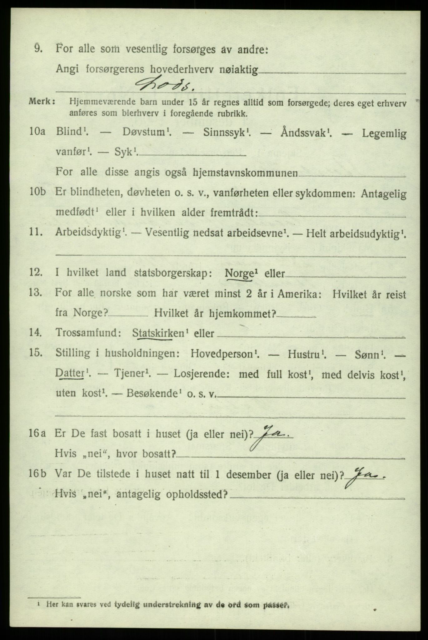 SAB, 1920 census for Austevoll, 1920, p. 2325