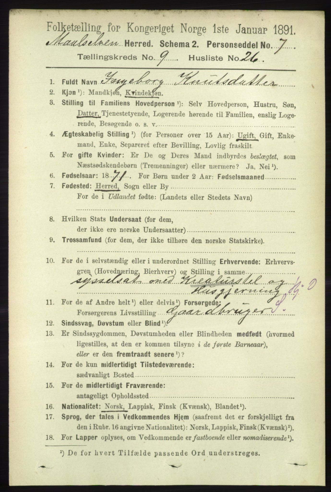 RA, 1891 census for 1924 Målselv, 1891, p. 2930