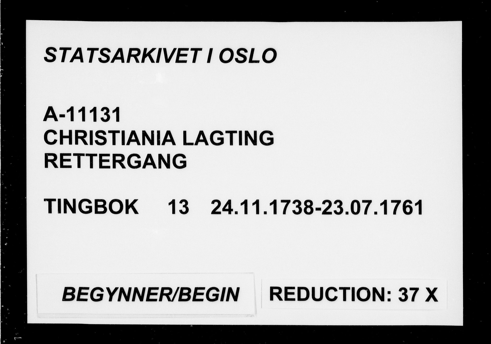 Christiania lagting, AV/SAO-A-11131/F/Fa/L0013: Tingbok, 1738-1761