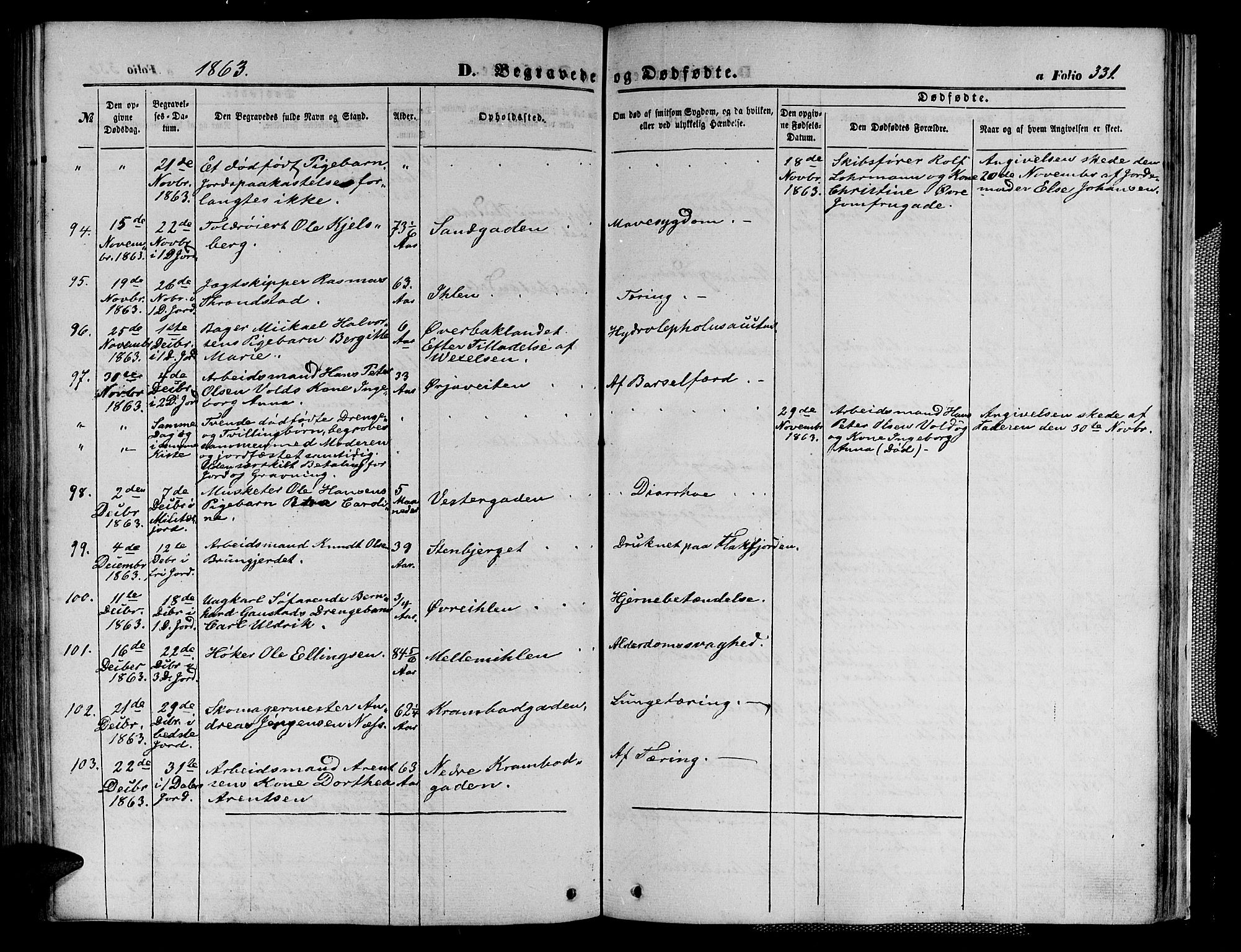 Ministerialprotokoller, klokkerbøker og fødselsregistre - Sør-Trøndelag, AV/SAT-A-1456/602/L0139: Parish register (copy) no. 602C07, 1859-1864, p. 331