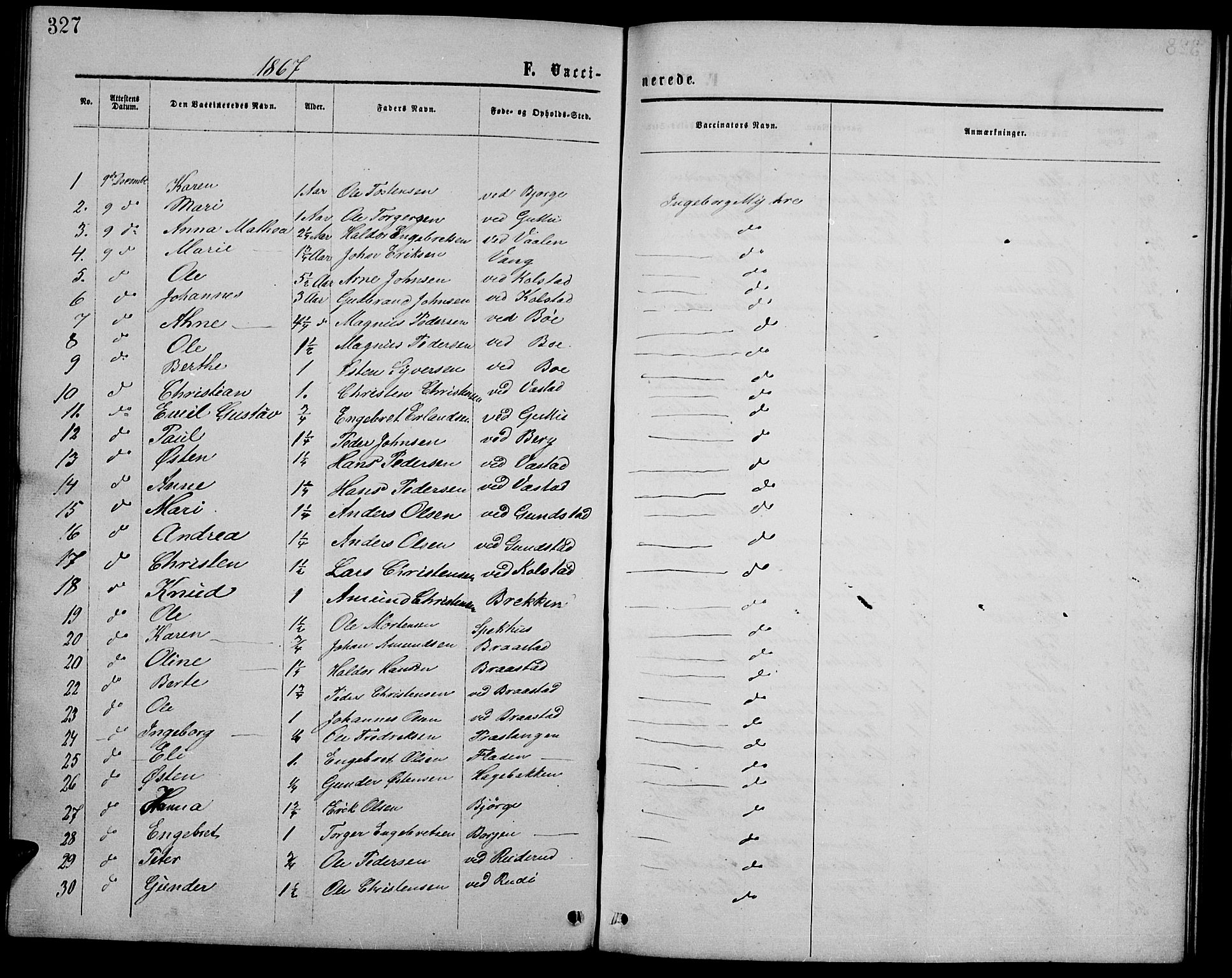 Ringebu prestekontor, SAH/PREST-082/H/Ha/Hab/L0004: Parish register (copy) no. 4, 1867-1879, p. 327