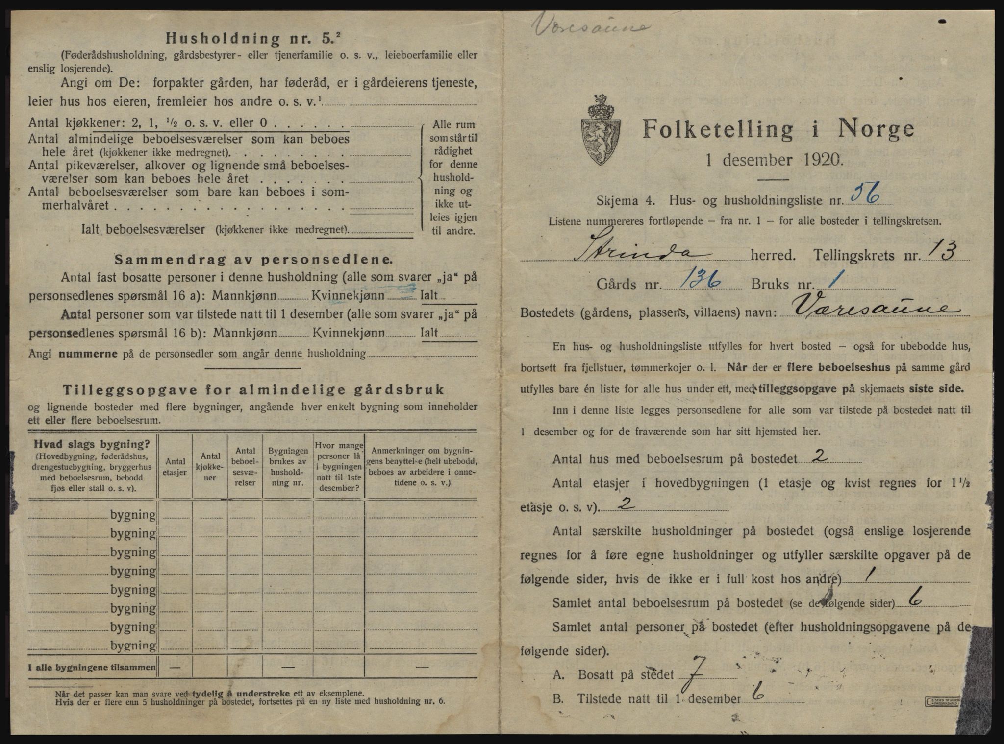 SAT, 1920 census for Strinda, 1920, p. 2912