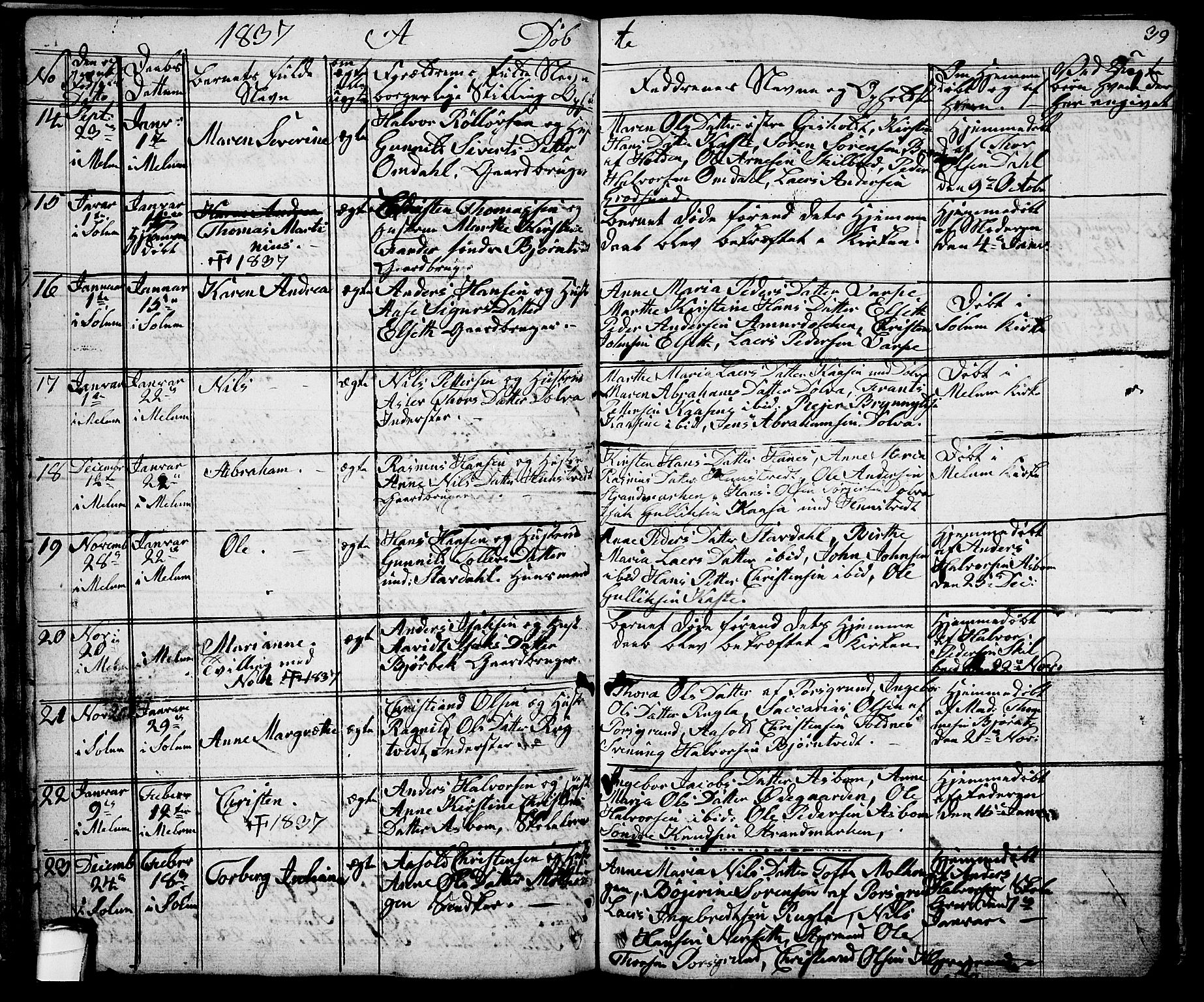 Solum kirkebøker, SAKO/A-306/G/Ga/L0002: Parish register (copy) no. I 2, 1834-1848, p. 39