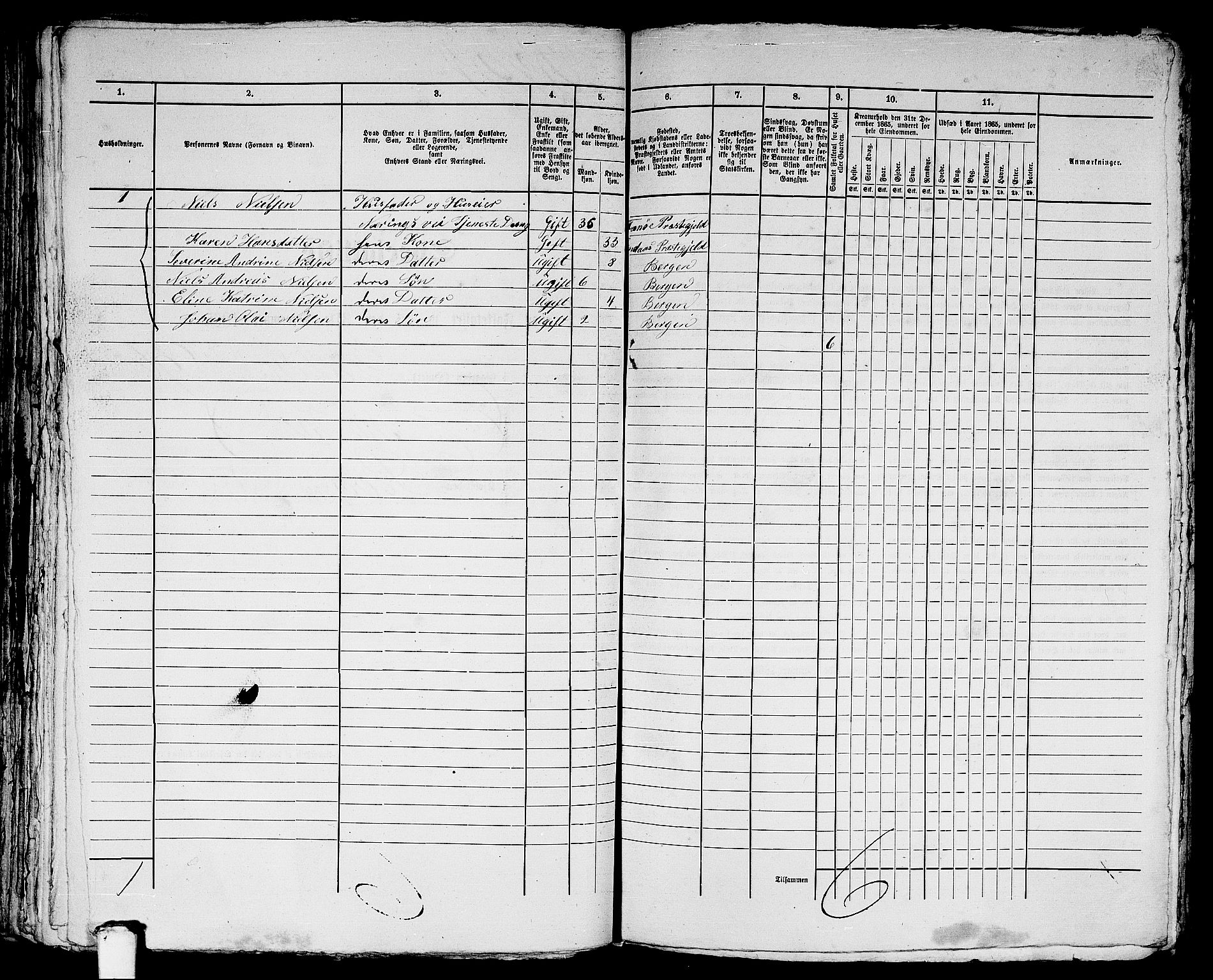 RA, 1865 census for Bergen, 1865, p. 4746