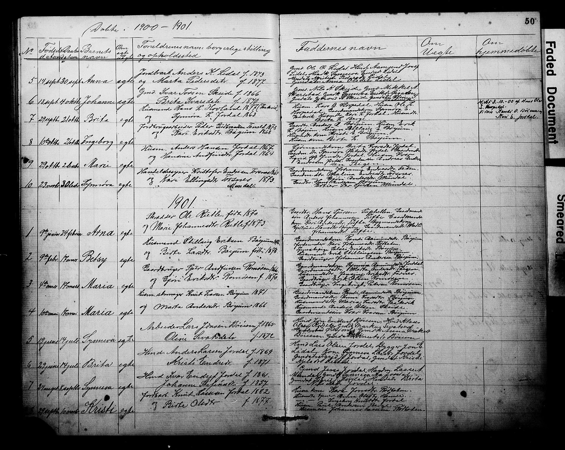 Balestrand sokneprestembete, AV/SAB-A-79601/H/Hab/Habb/L0001a: Parish register (copy) no. B 1a, 1880-1916, p. 50