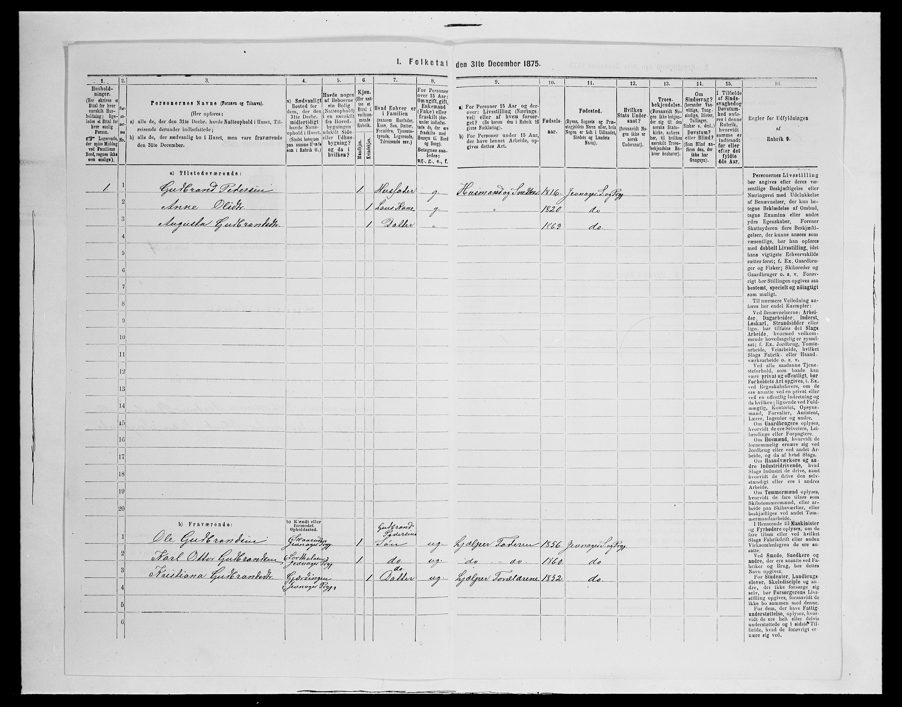 SAH, 1875 census for 0532P Jevnaker, 1875, p. 1211