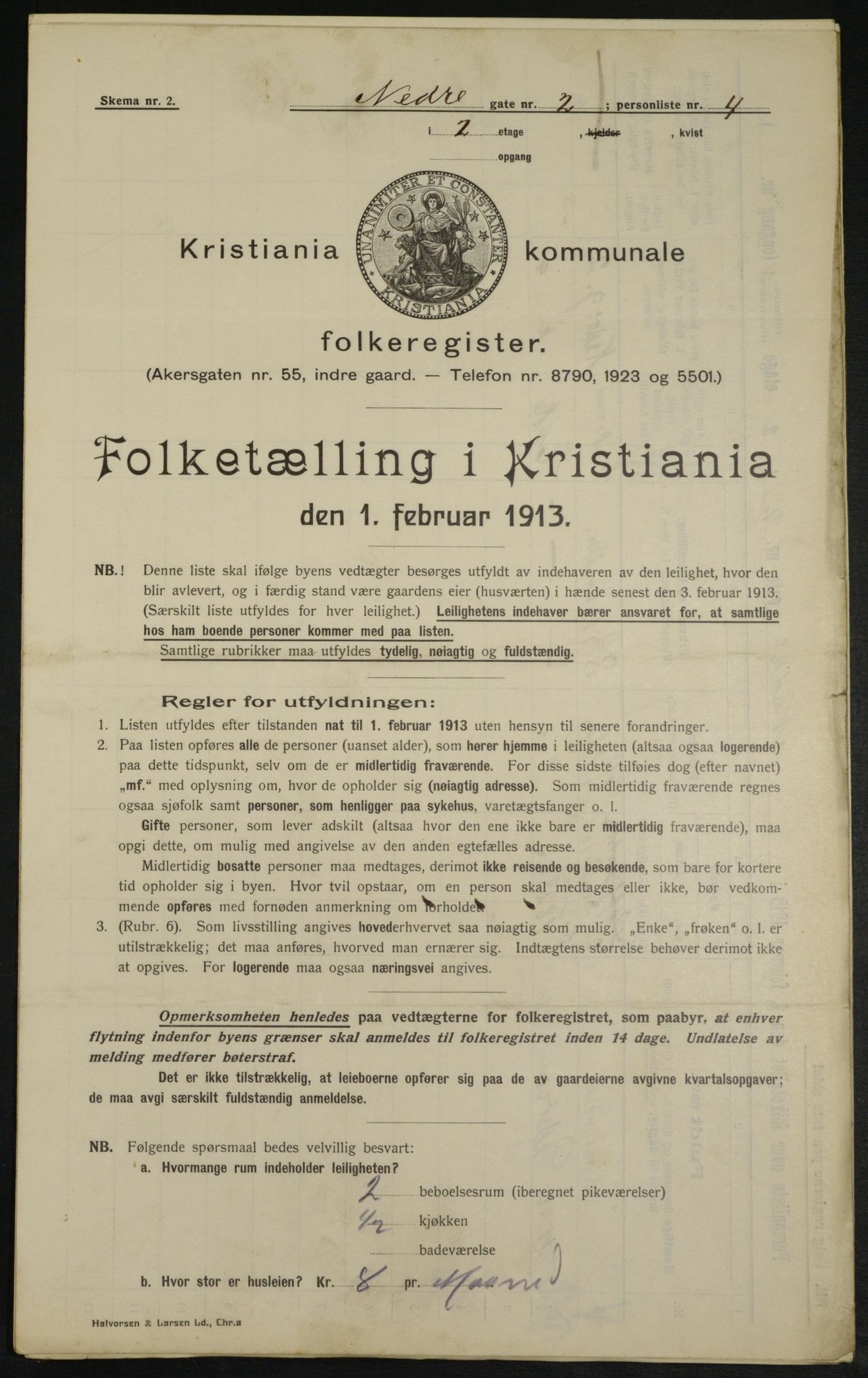 OBA, Municipal Census 1913 for Kristiania, 1913, p. 69115