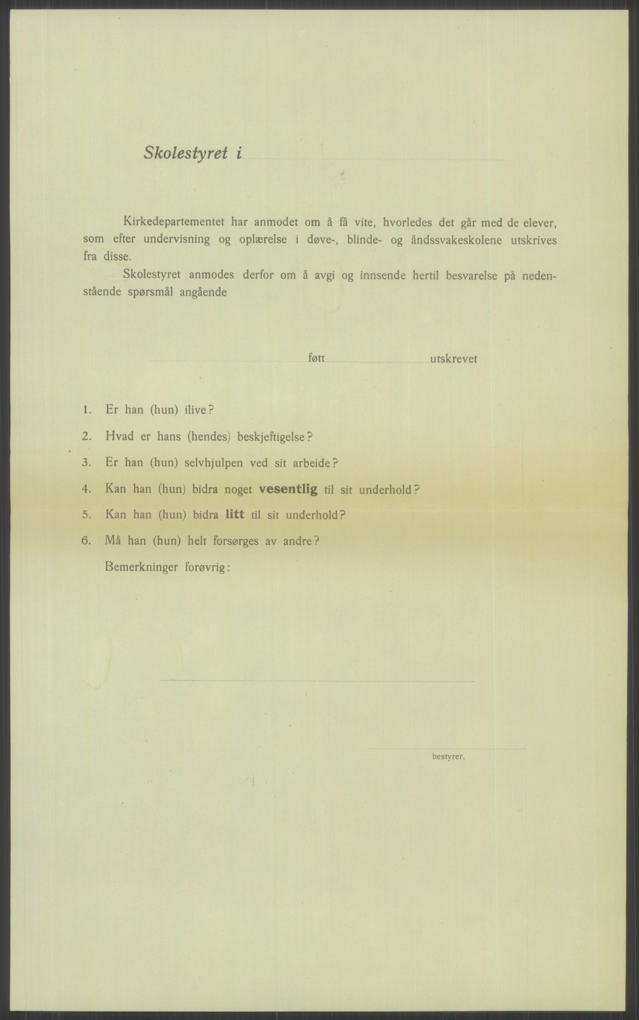 Kirke- og undervisningsdepartementet, 1. skolekontor D, AV/RA-S-1021/F/Fh/Fhl/L0044: Hvor blir det av elevene?, 1911-1921, p. 8