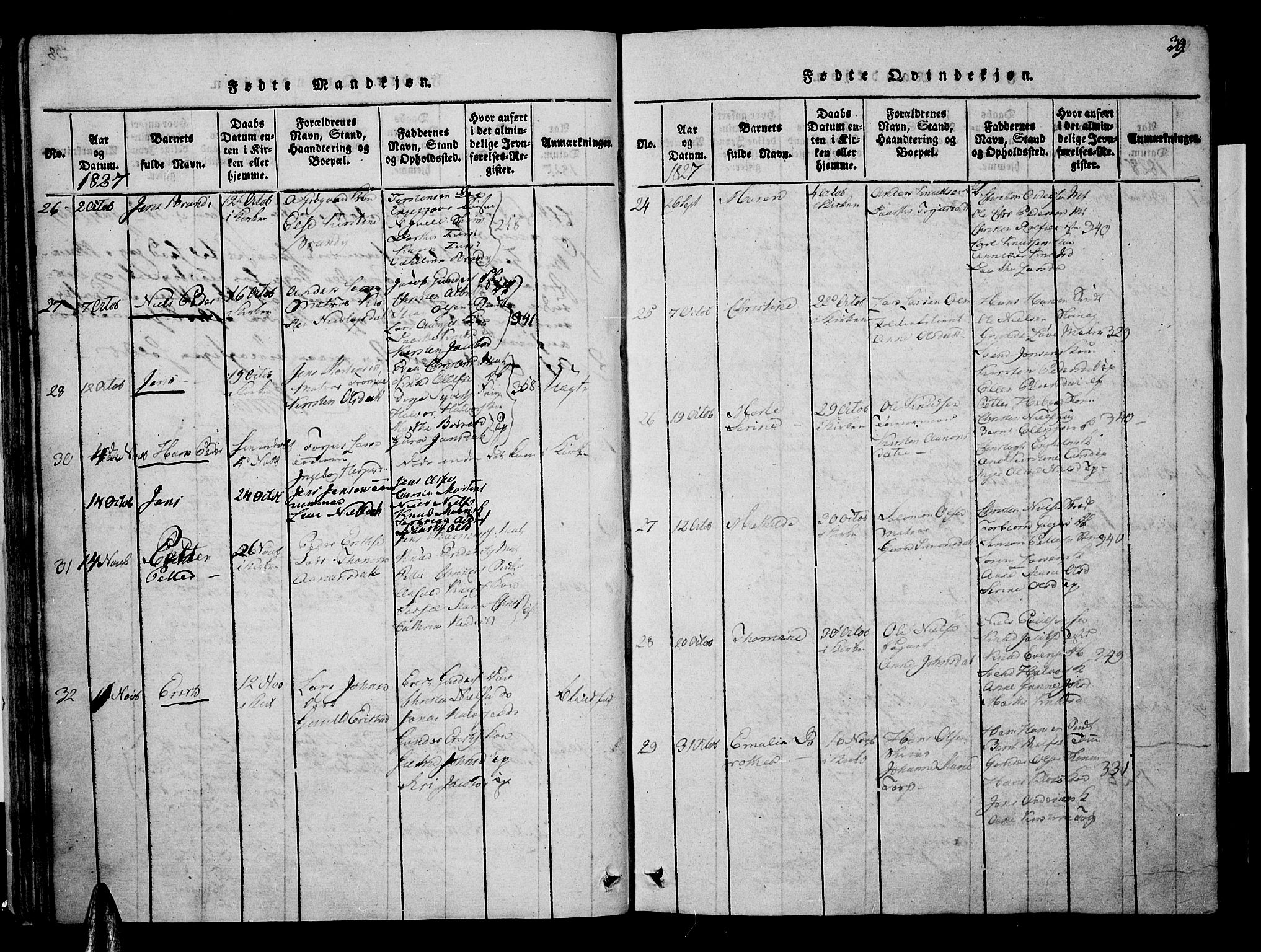 Risør sokneprestkontor, SAK/1111-0035/F/Fa/L0002: Parish register (official) no. A 2, 1815-1839, p. 39