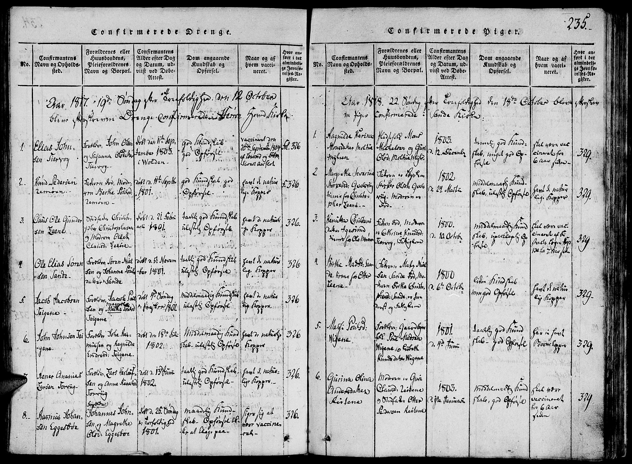 Ministerialprotokoller, klokkerbøker og fødselsregistre - Møre og Romsdal, AV/SAT-A-1454/507/L0069: Parish register (official) no. 507A04, 1816-1841, p. 235