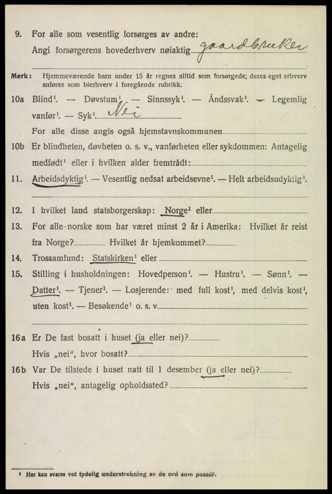 SAH, 1920 census for Vestre Toten, 1920, p. 7685