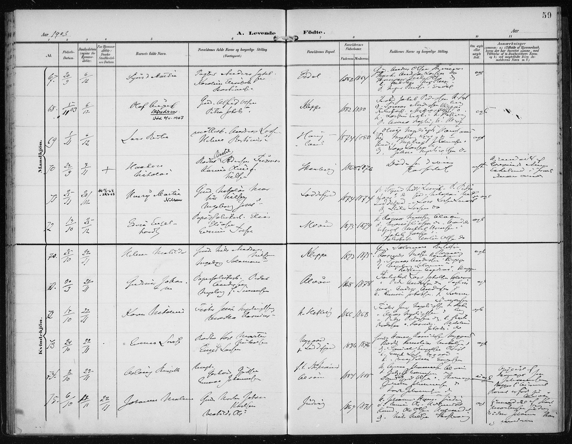 Askøy Sokneprestembete, AV/SAB-A-74101/H/Ha/Haa/Haac/L0001: Parish register (official) no. C 1, 1899-1905, p. 59