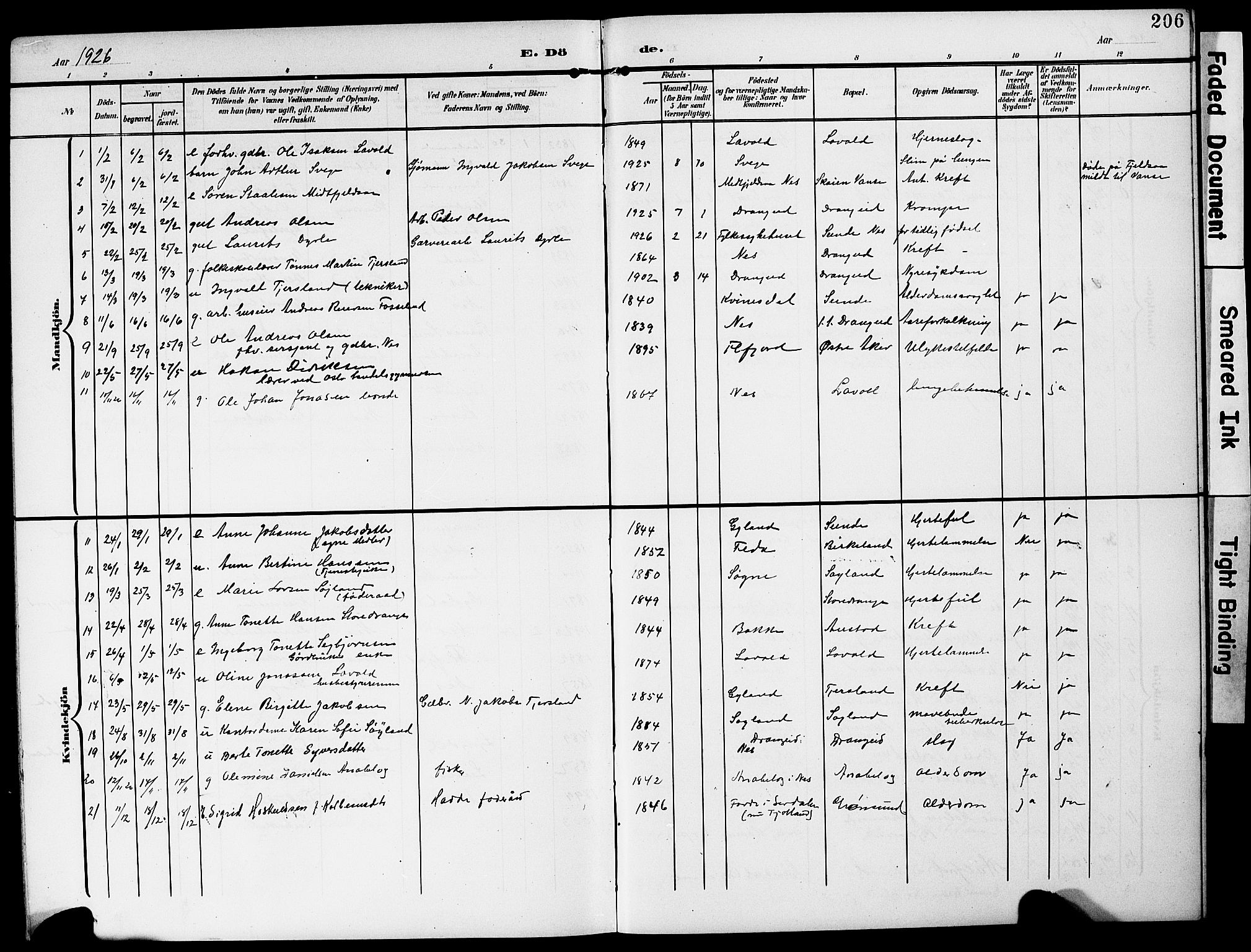 Flekkefjord sokneprestkontor, AV/SAK-1111-0012/F/Fb/Fbc/L0008: Parish register (copy) no. B 8, 1903-1931, p. 206