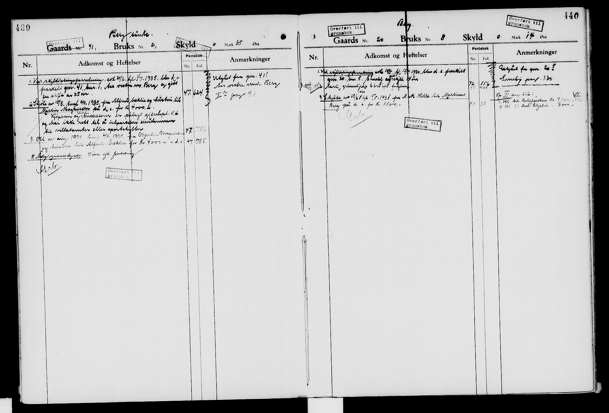 Nord-Hedmark sorenskriveri, SAH/TING-012/H/Ha/Had/Hade/L0007: Mortgage register no. 4.7, 1924-1940, p. 439-440