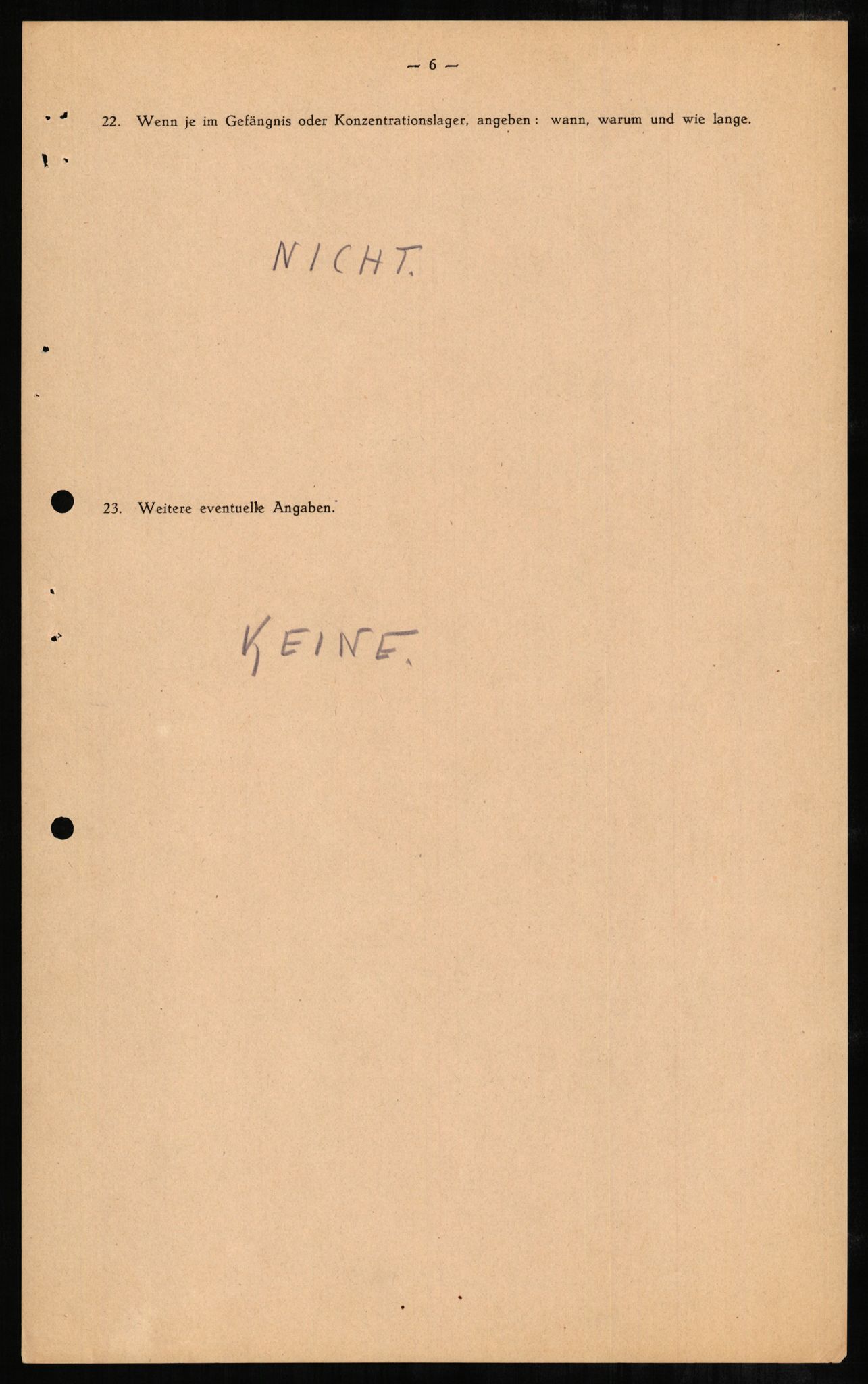 Forsvaret, Forsvarets overkommando II, RA/RAFA-3915/D/Db/L0001: CI Questionaires. Tyske okkupasjonsstyrker i Norge. Tyskere., 1945-1946, p. 59