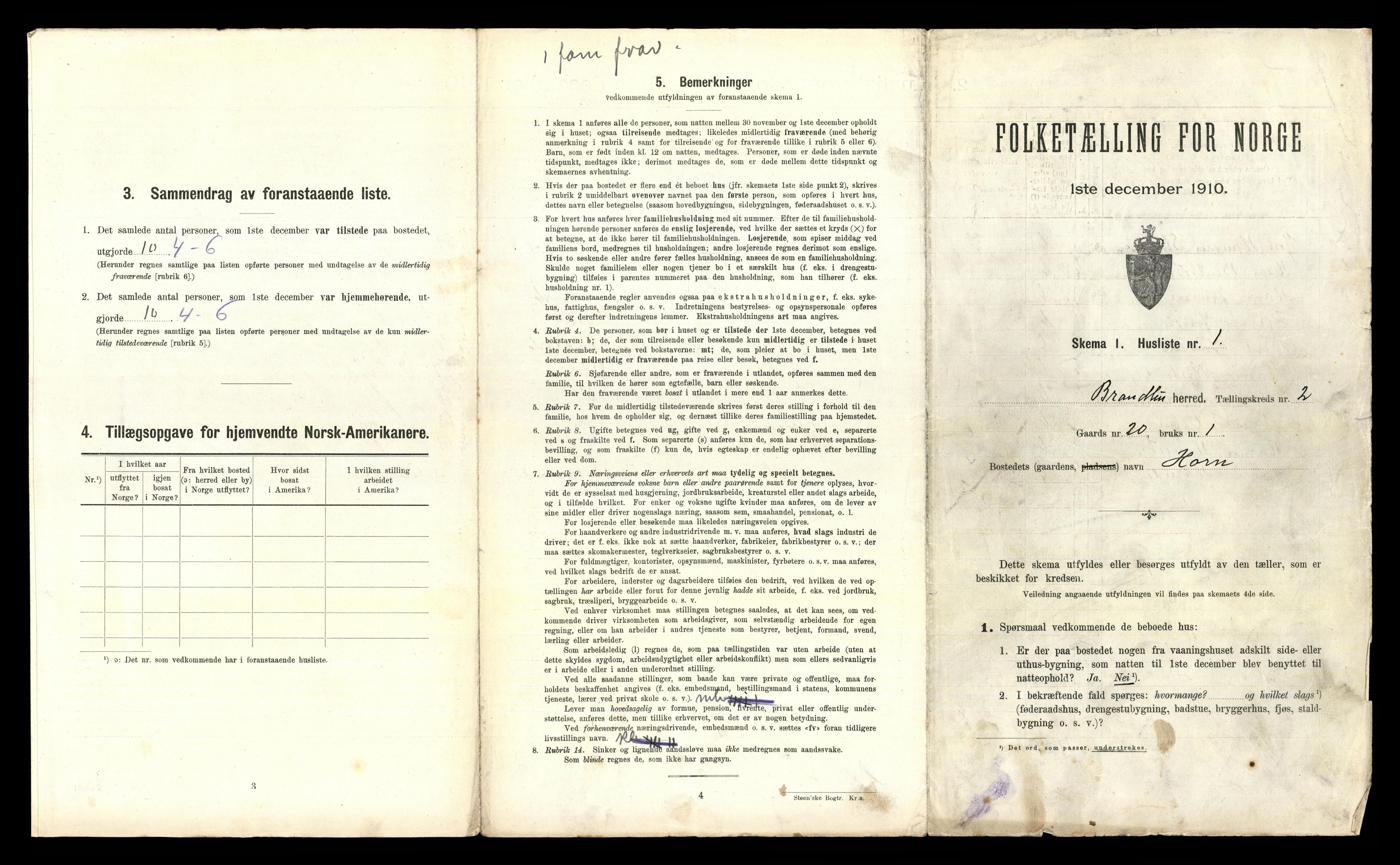 RA, 1910 census for Brandbu, 1910, p. 272