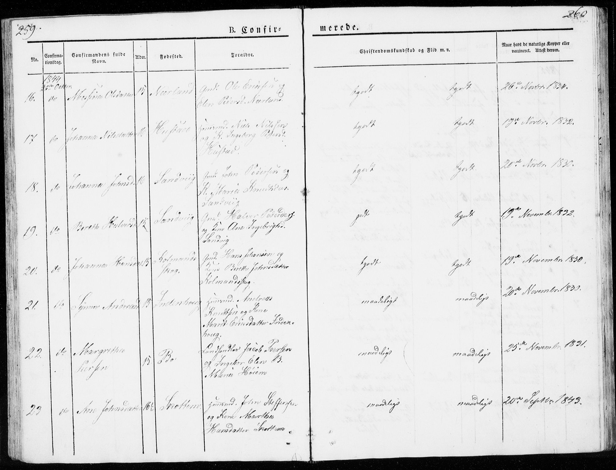 Ministerialprotokoller, klokkerbøker og fødselsregistre - Møre og Romsdal, AV/SAT-A-1454/566/L0766: Parish register (official) no. 566A05, 1842-1851, p. 259-260