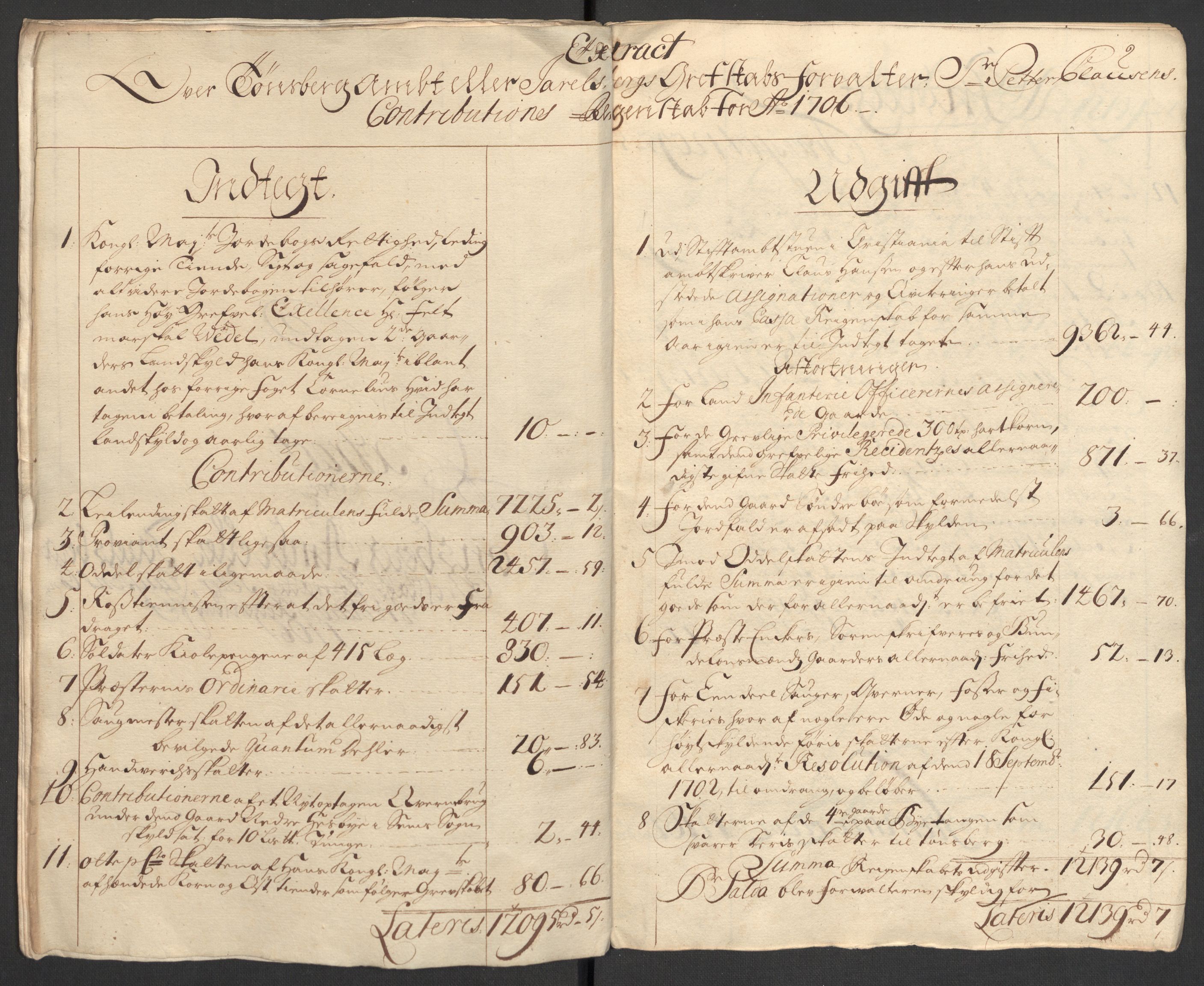 Rentekammeret inntil 1814, Reviderte regnskaper, Fogderegnskap, AV/RA-EA-4092/R32/L1872: Fogderegnskap Jarlsberg grevskap, 1706-1707, p. 262