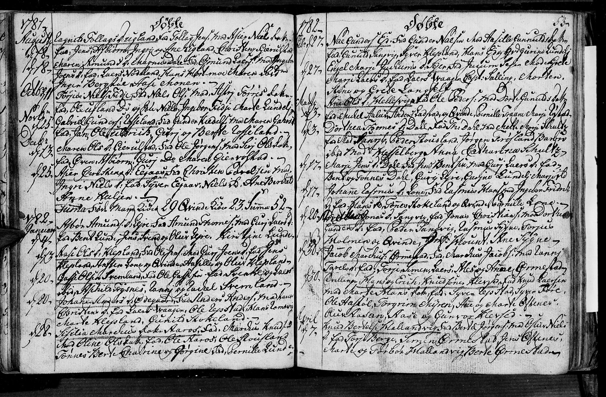 Søgne sokneprestkontor, AV/SAK-1111-0037/F/Fa/Fab/L0004: Parish register (official) no. A 4, 1770-1822, p. 52-53